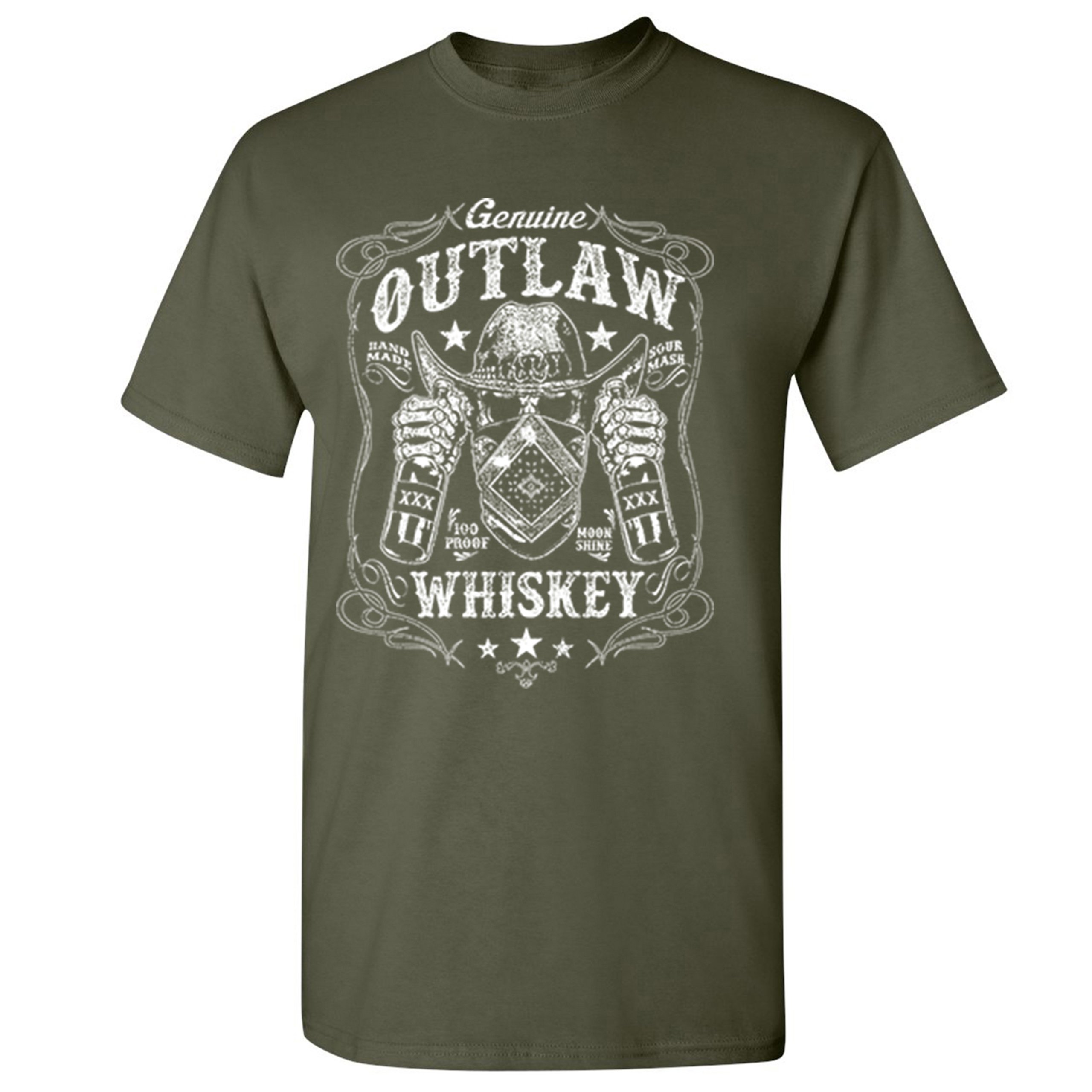 Genuine Outlaw Whiskey T-shirt XXX Sour Mash Moonshine Drinking Men's Tee - 第 47/57 張圖片