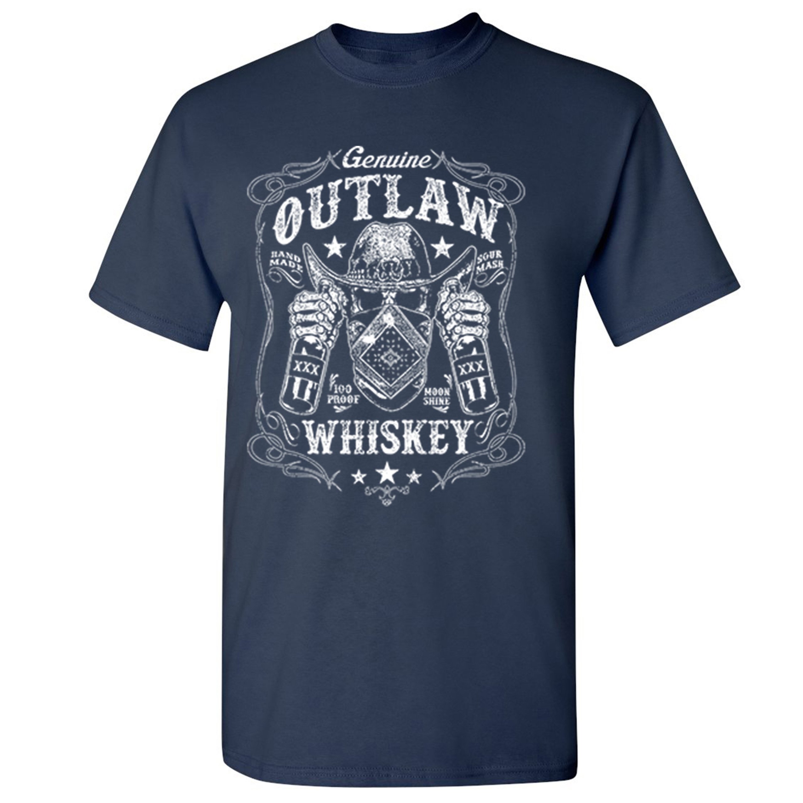 Genuine Outlaw Whiskey T-shirt XXX Sour Mash Moonshine Drinking Men's Tee - 第 23/57 張圖片