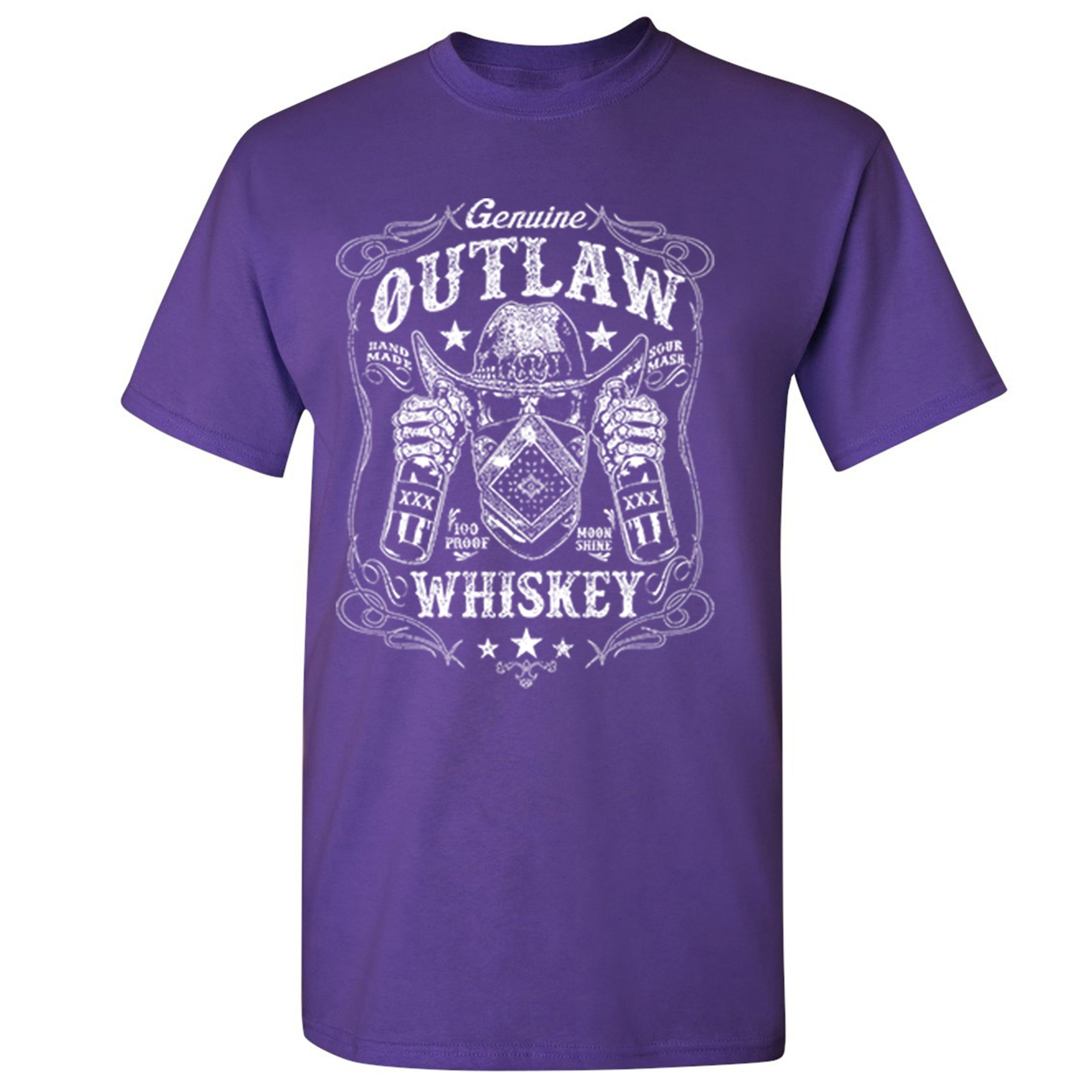 Genuine Outlaw Whiskey T-shirt XXX Sour Mash Moonshine Drinking Men's Tee - 第 15/57 張圖片