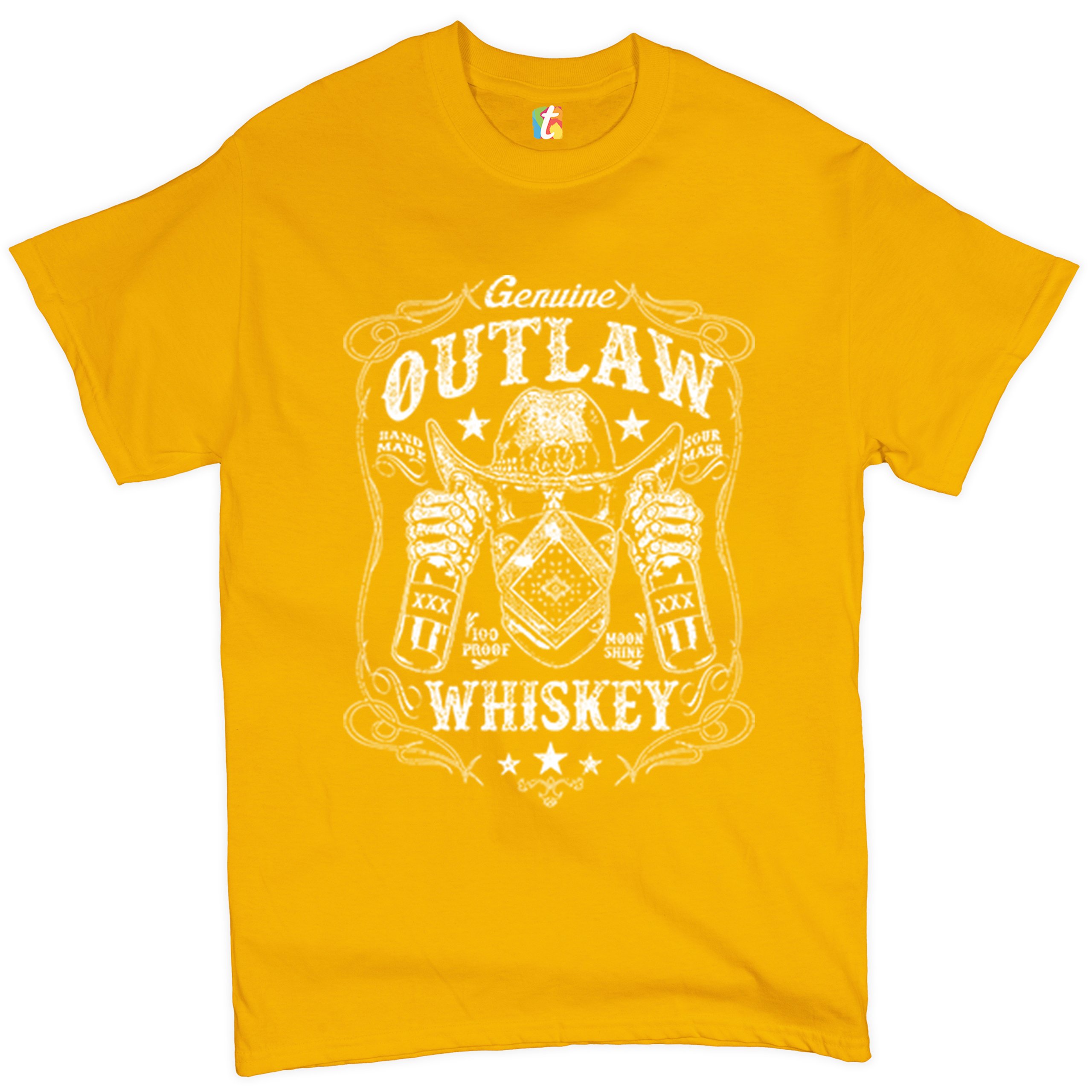 Genuine Outlaw Whiskey T-shirt XXX Sour Mash Moonshine Drinking Men's Tee - 第 54/57 張圖片
