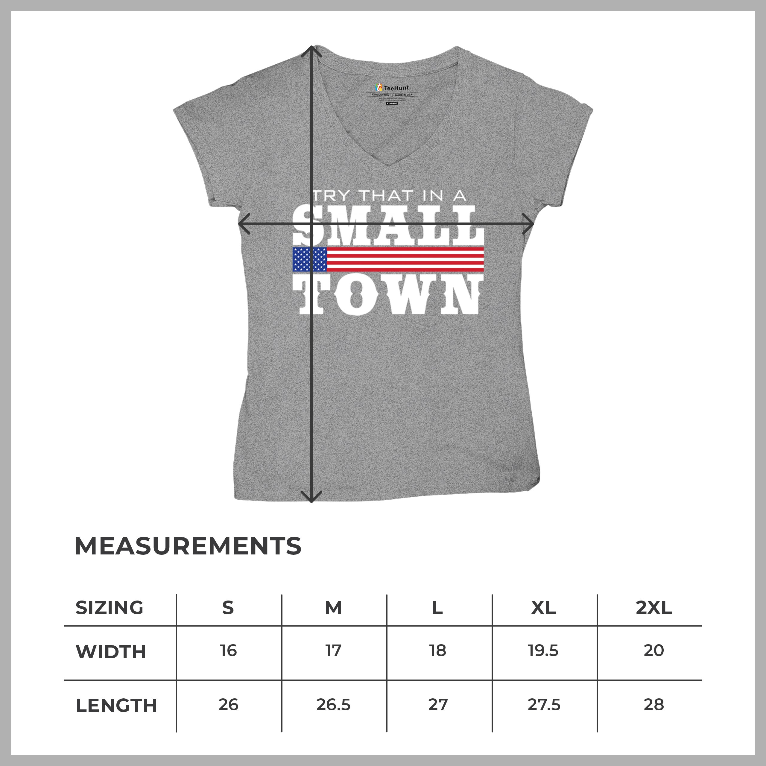 Try That In A Small Town Women's V-Neck T-shirt Patriotic Country Music Tee - Picture 15 of 50