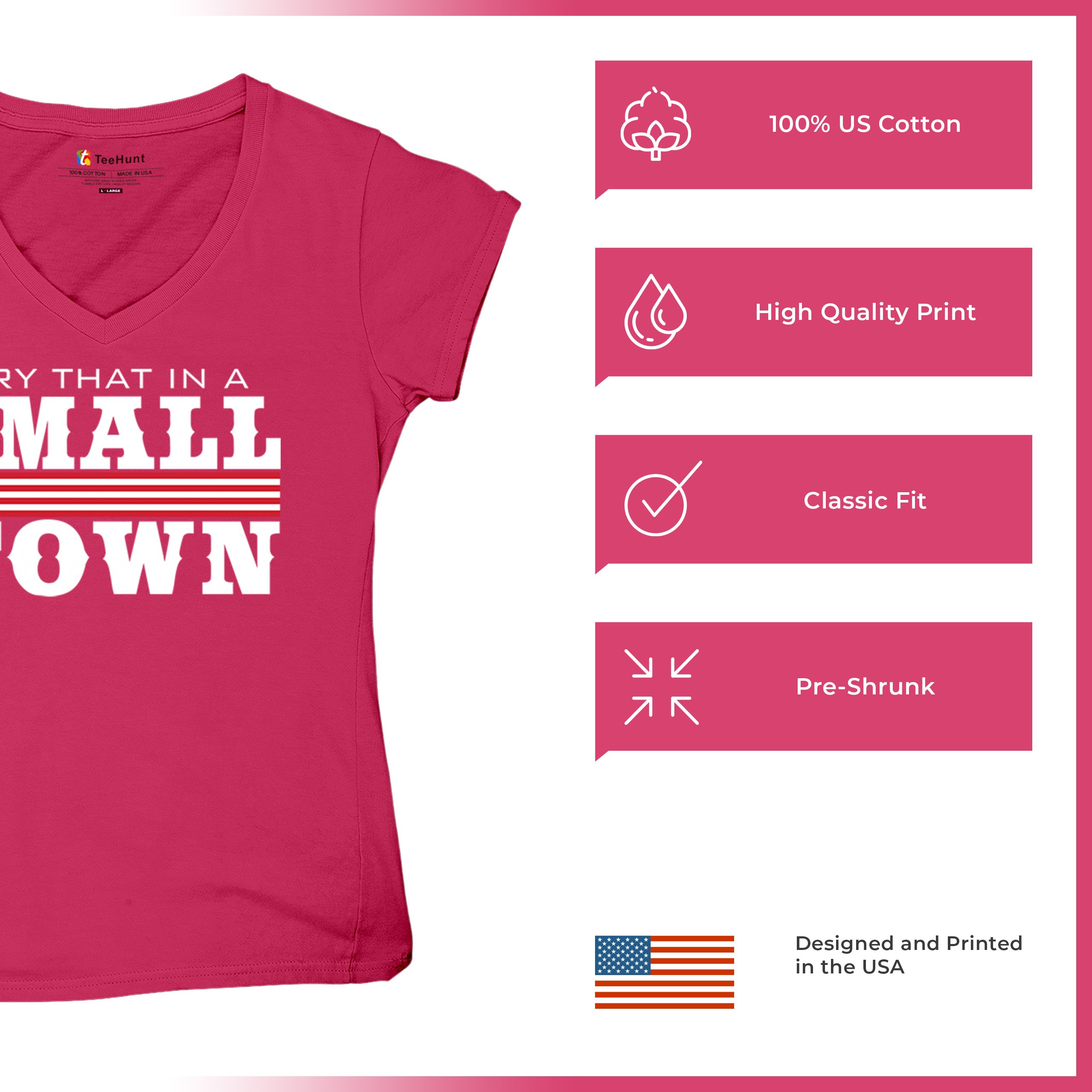 Try That In A Small Town Women's V-Neck T-shirt Patriotic Country Music Tee - Picture 42 of 50