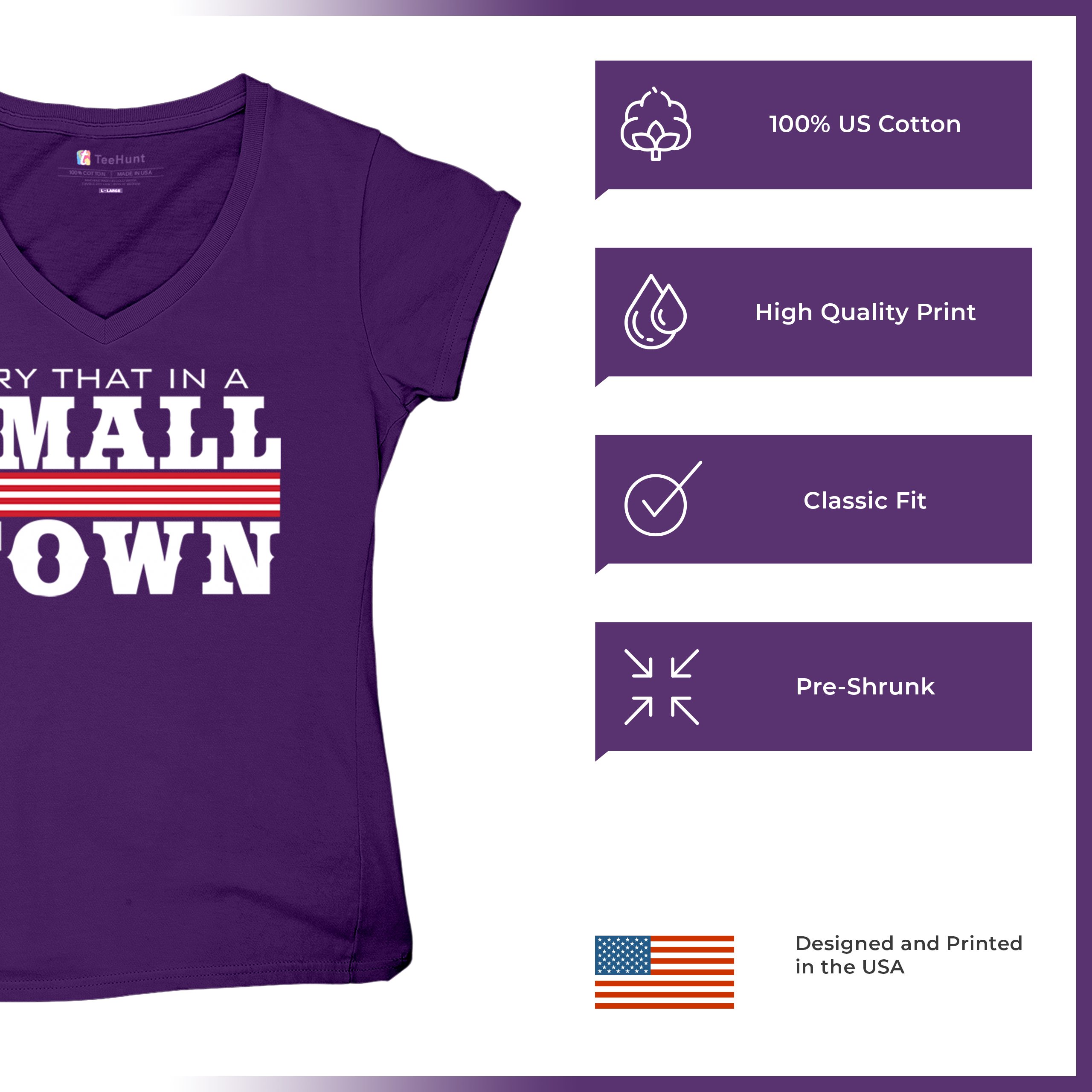 Try That In A Small Town Women's V-Neck T-shirt Patriotic Country Music Tee - Picture 21 of 50