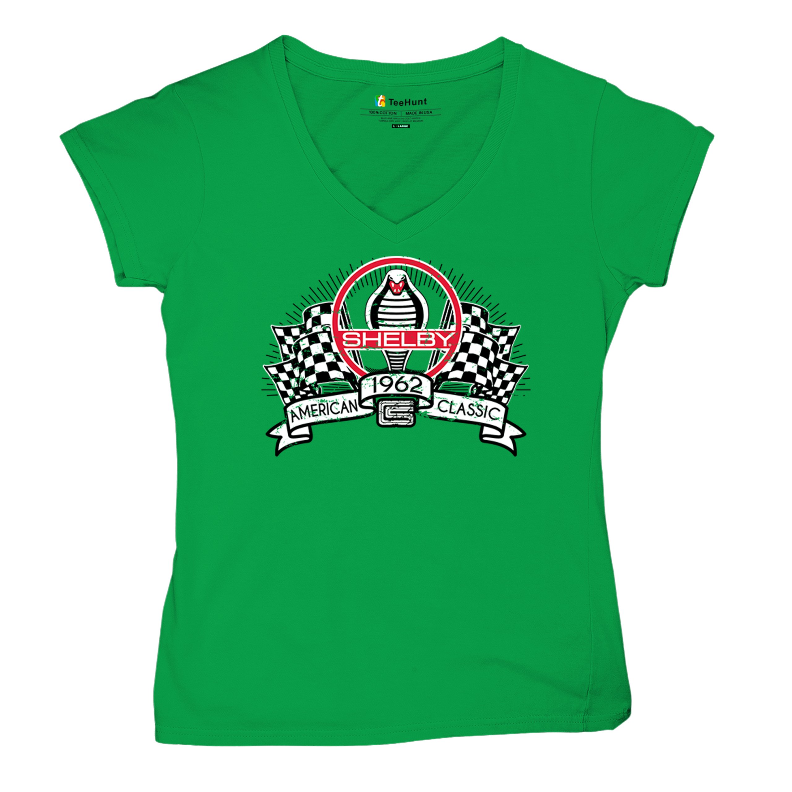 1962 Shelby Classic Women's V-Neck T-shirt Mustang Cobra Powered by Ford Tee