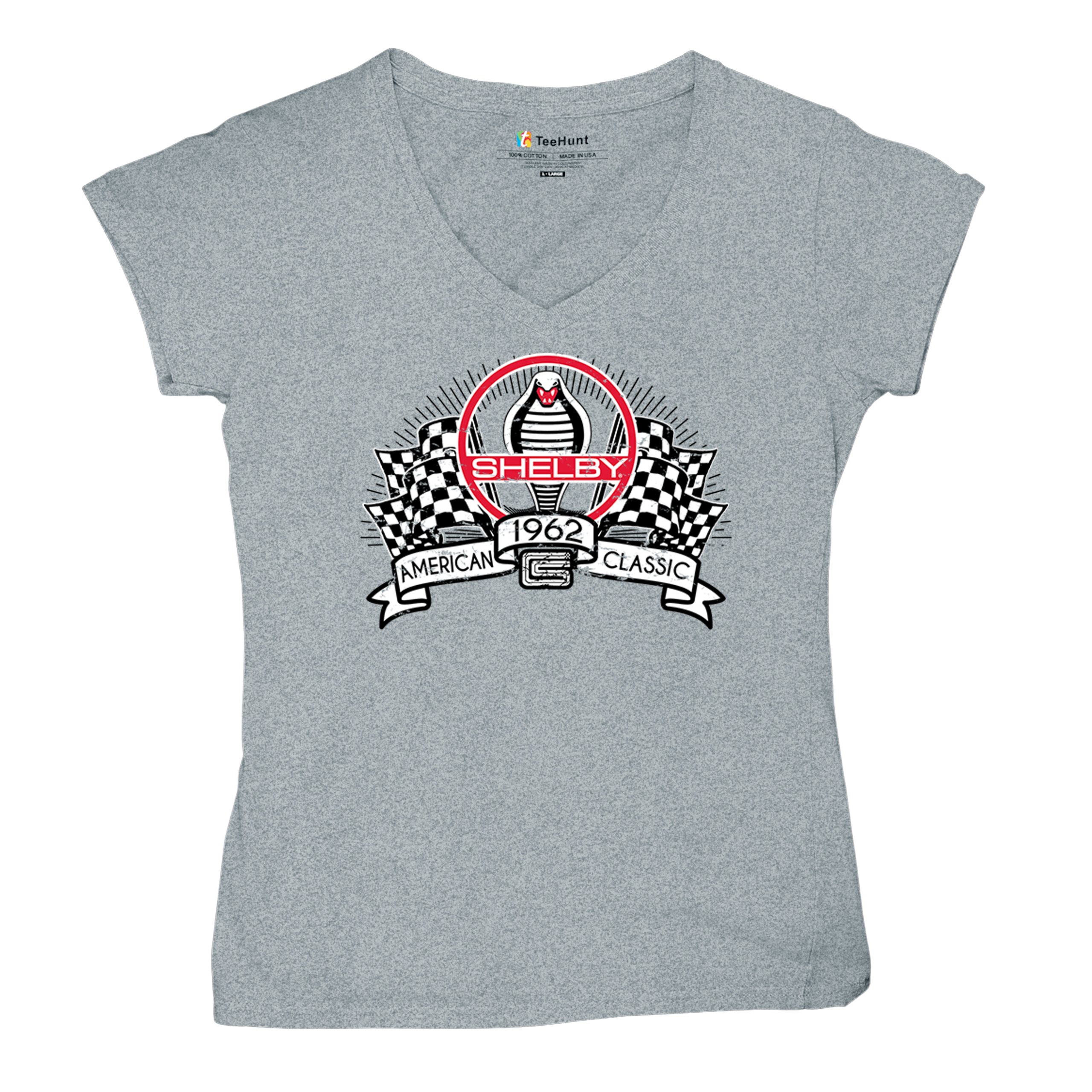 1962 Shelby Classic Women's V-Neck T-shirt Mustang Cobra Powered by Ford Tee