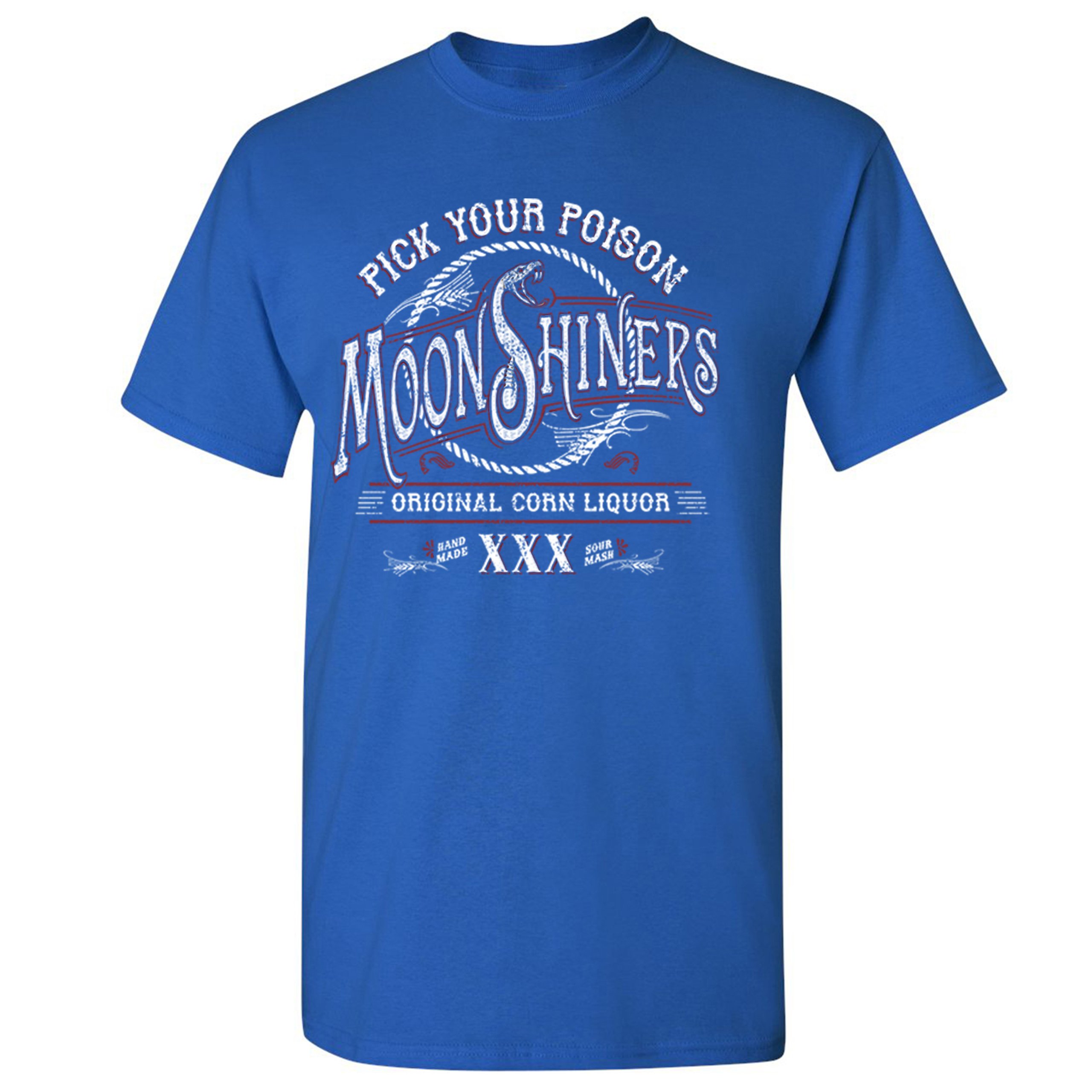 Pick Your Poison Moonshiners T-shirt Original Corn Liquor XXX Men's Tee - Picture 59 of 65