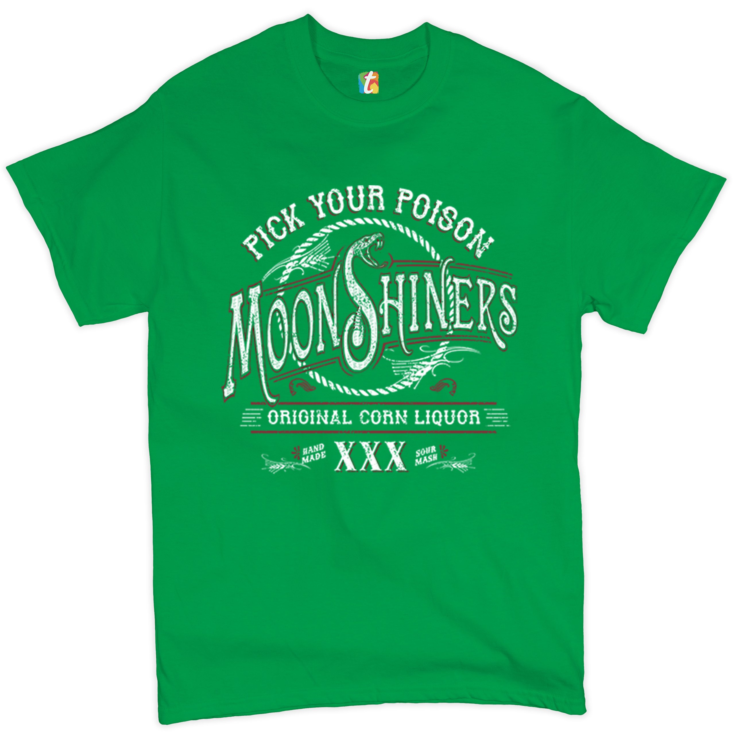 Pick Your Poison Moonshiners T-shirt Original Corn Liquor XXX Men's Tee - Picture 34 of 65