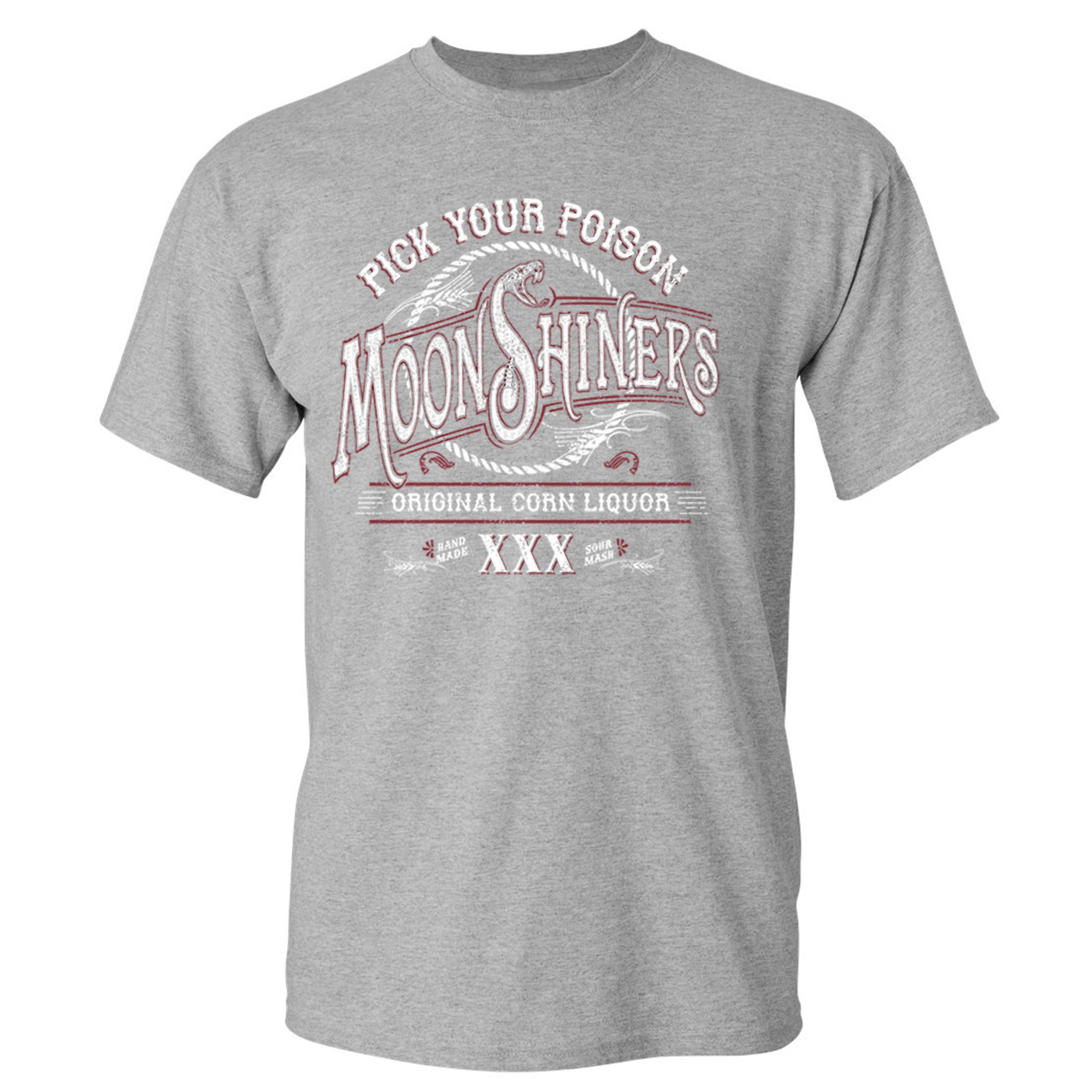 Pick Your Poison Moonshiners T-shirt Original Corn Liquor XXX Men's Tee - Picture 7 of 65