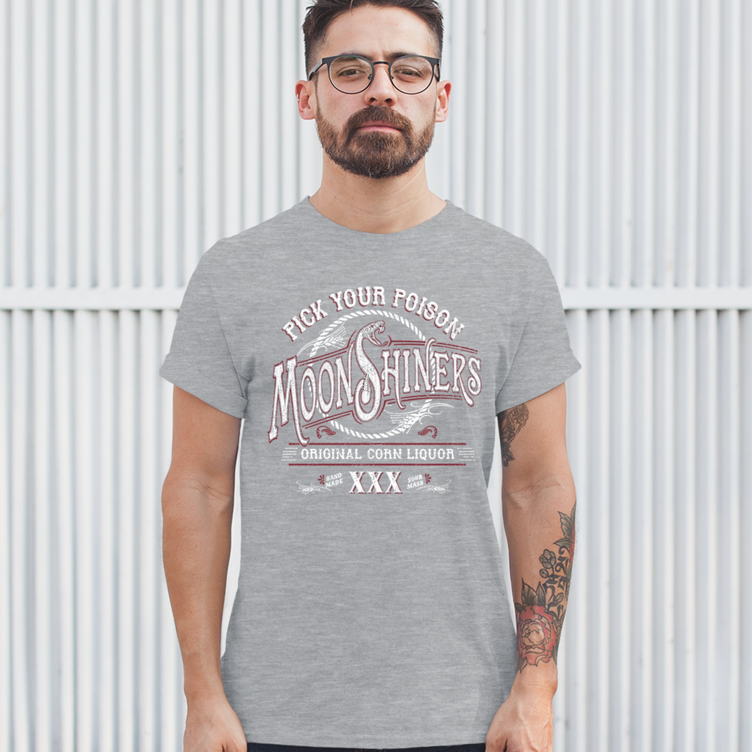 Pick Your Poison Moonshiners T-shirt Original Corn Liquor XXX Men's Tee - Picture 9 of 65