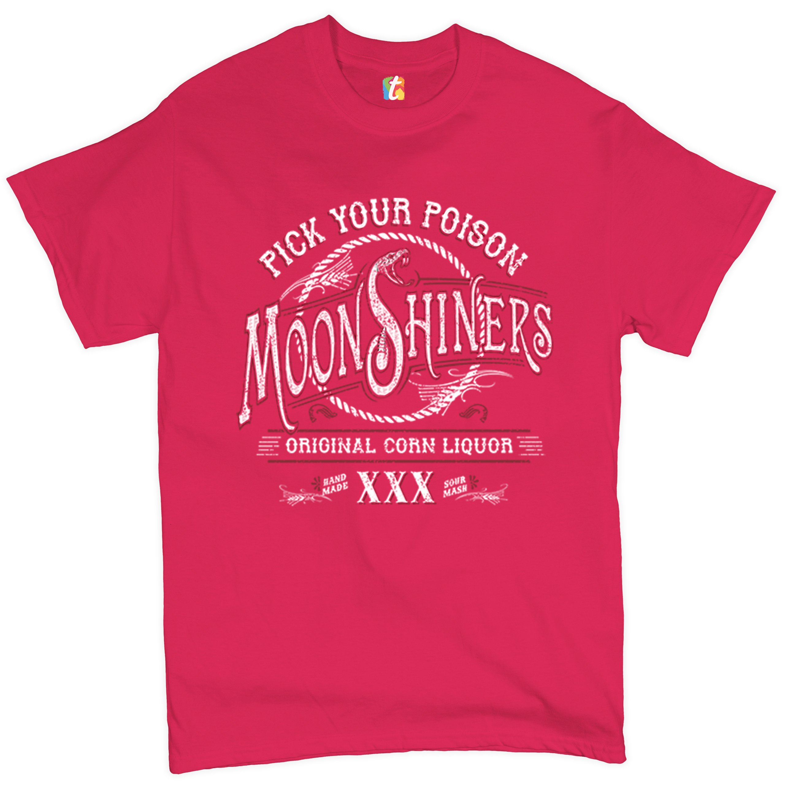 Pick Your Poison Moonshiners T-shirt Original Corn Liquor XXX Men's Tee - Picture 14 of 65