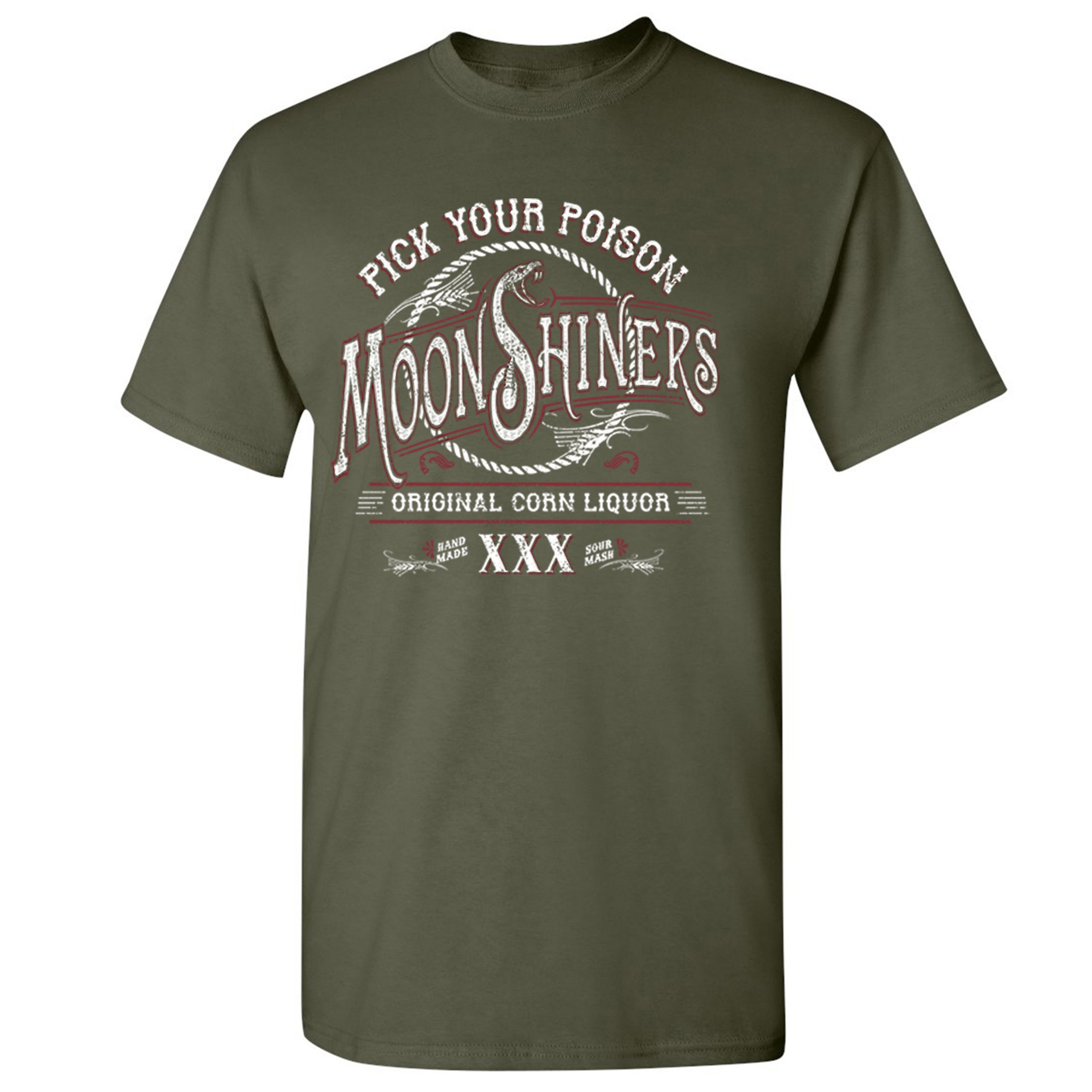 Pick Your Poison Moonshiners T-shirt Original Corn Liquor XXX Men's Tee - Picture 55 of 65