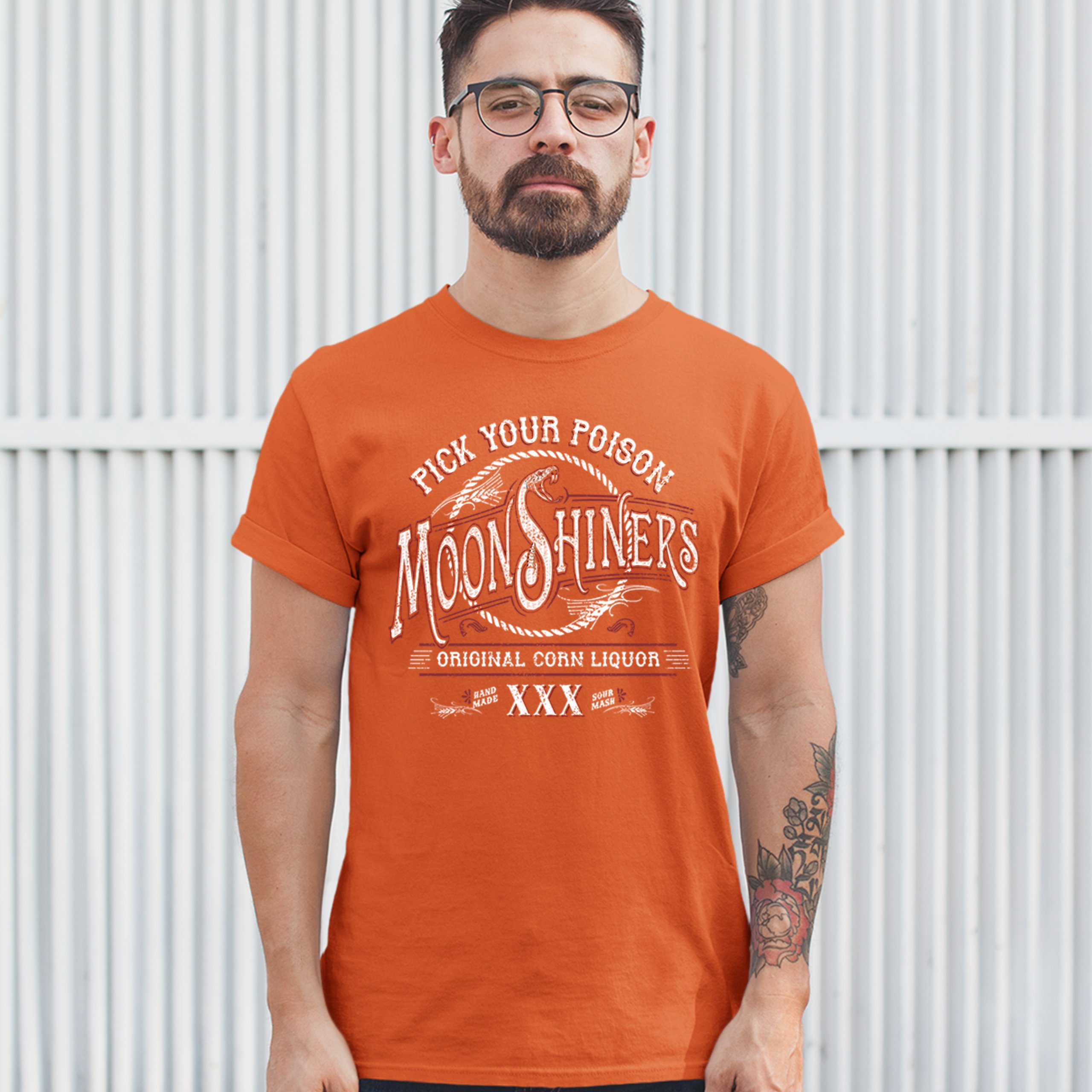Pick Your Poison Moonshiners T-shirt Original Corn Liquor XXX Men's Tee - Picture 13 of 65