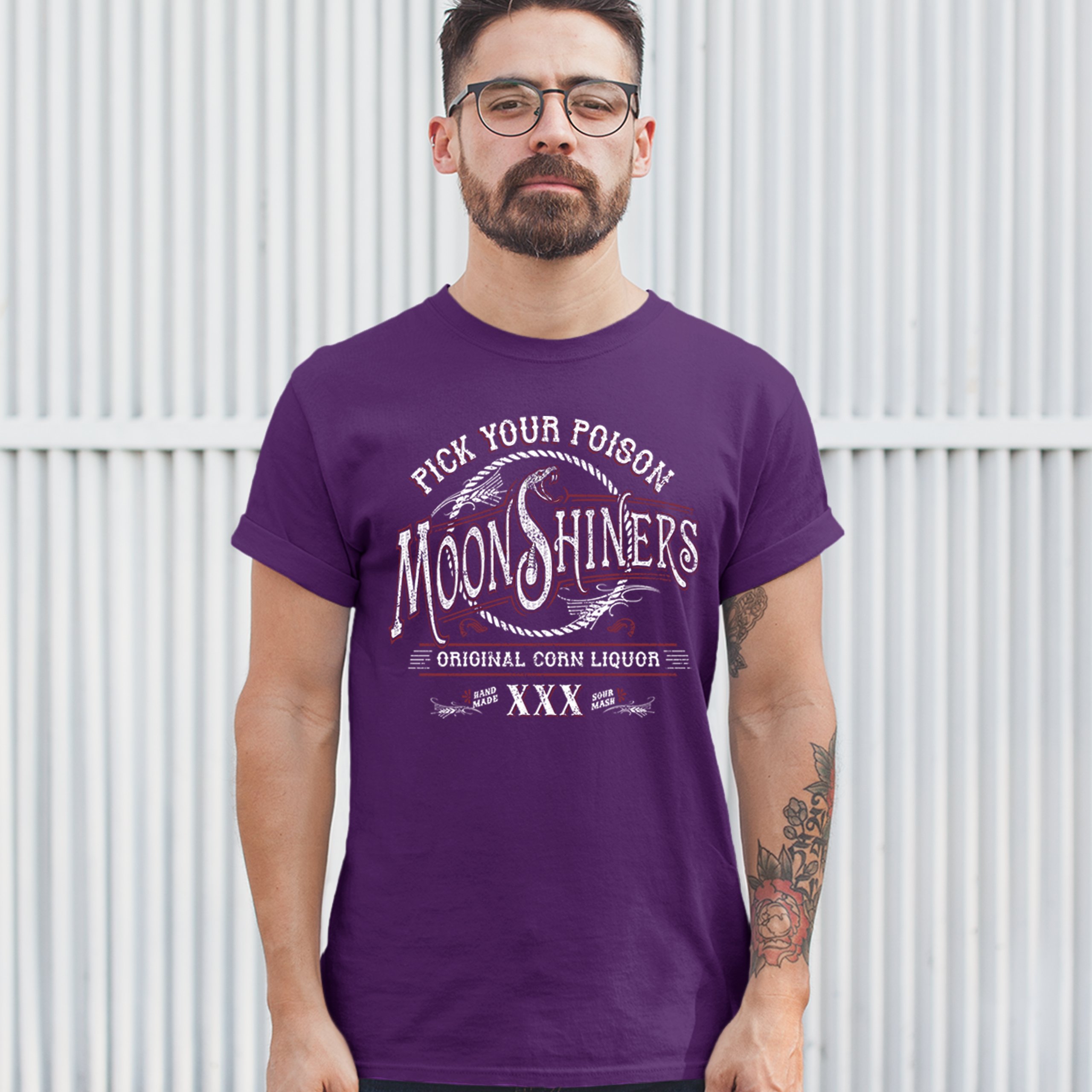 Pick Your Poison Moonshiners T-shirt Original Corn Liquor XXX Men's Tee - Picture 21 of 65
