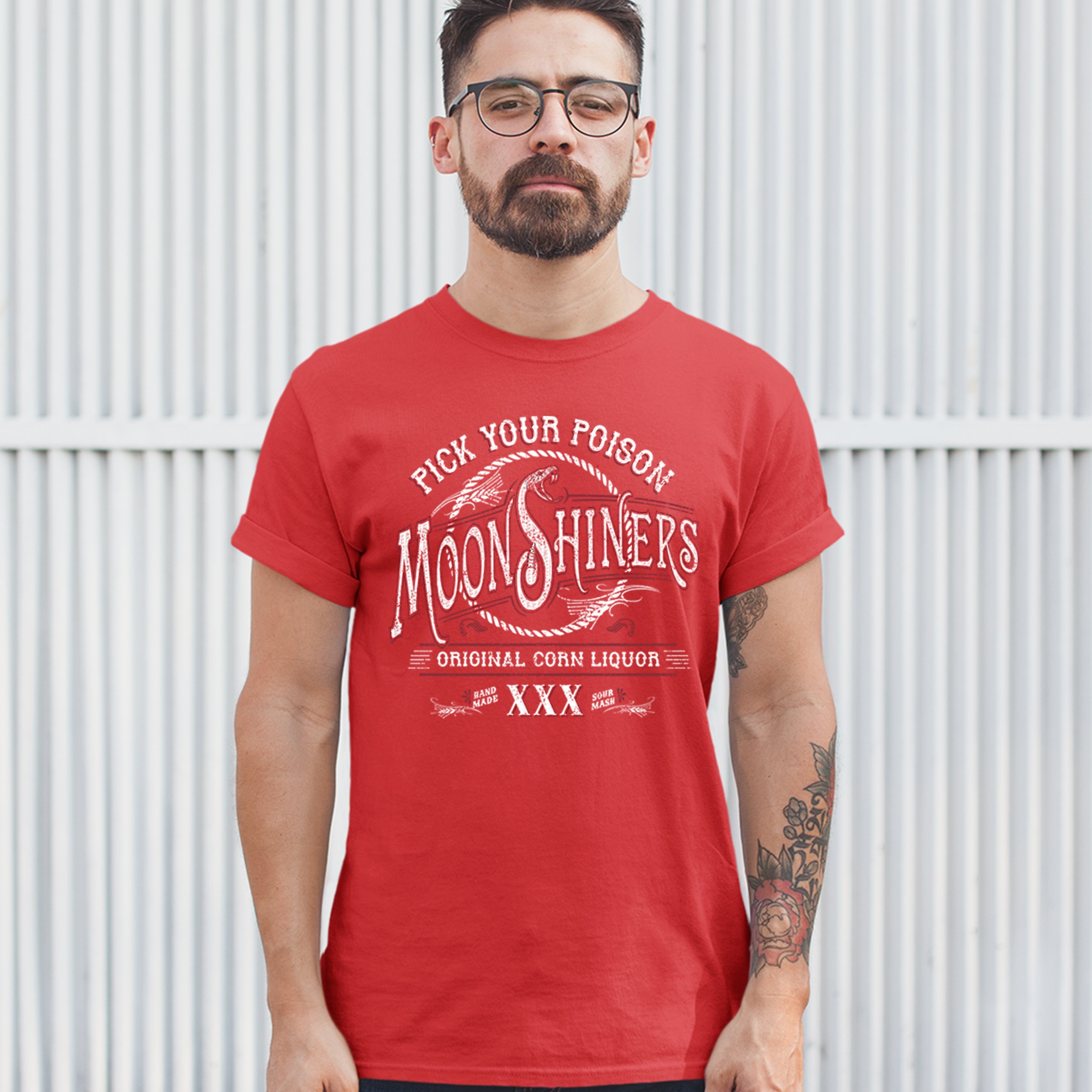 Pick Your Poison Moonshiners T-shirt Original Corn Liquor XXX Men's Tee - Picture 25 of 65
