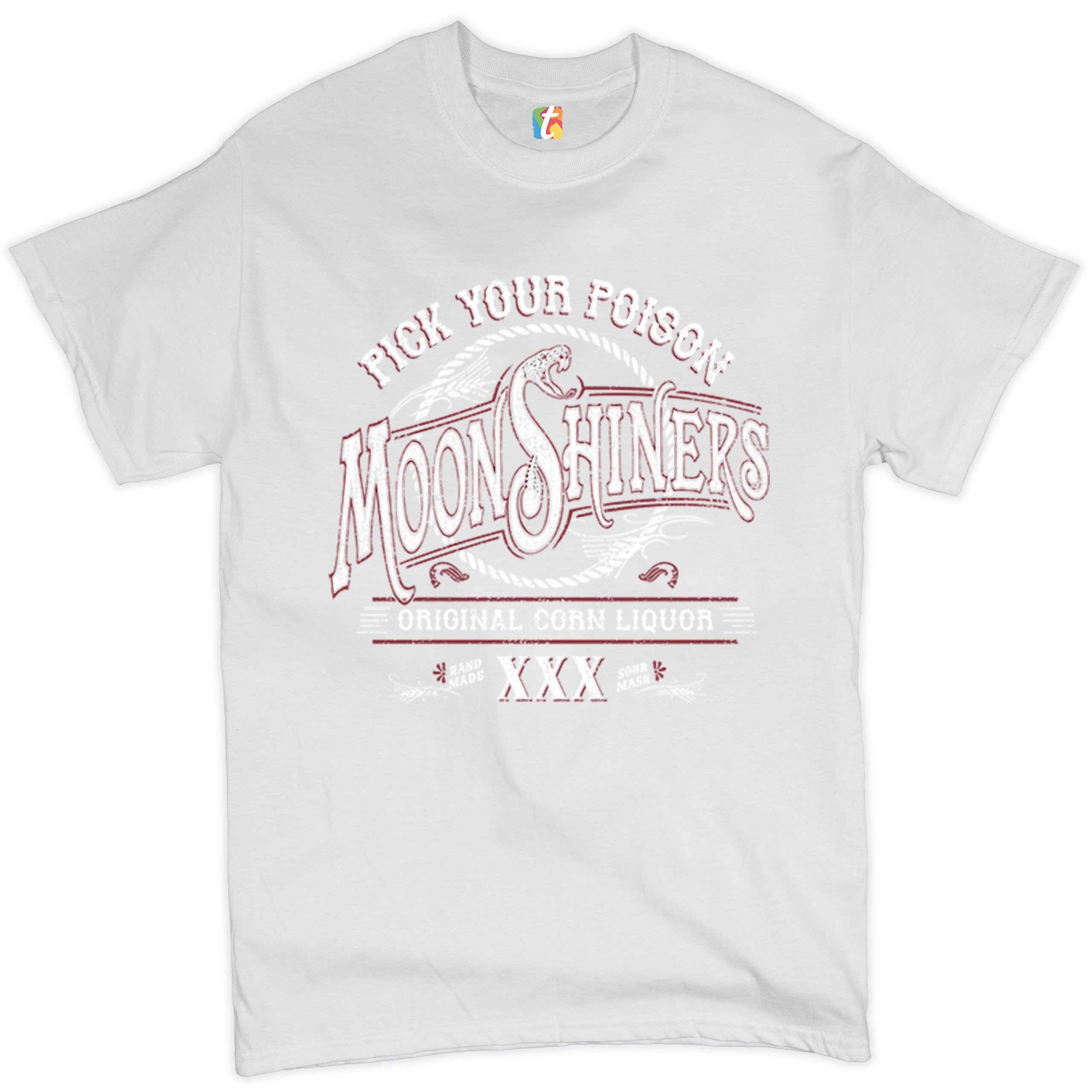 Pick Your Poison Moonshiners T-shirt Original Corn Liquor XXX Men's Tee - Picture 26 of 65