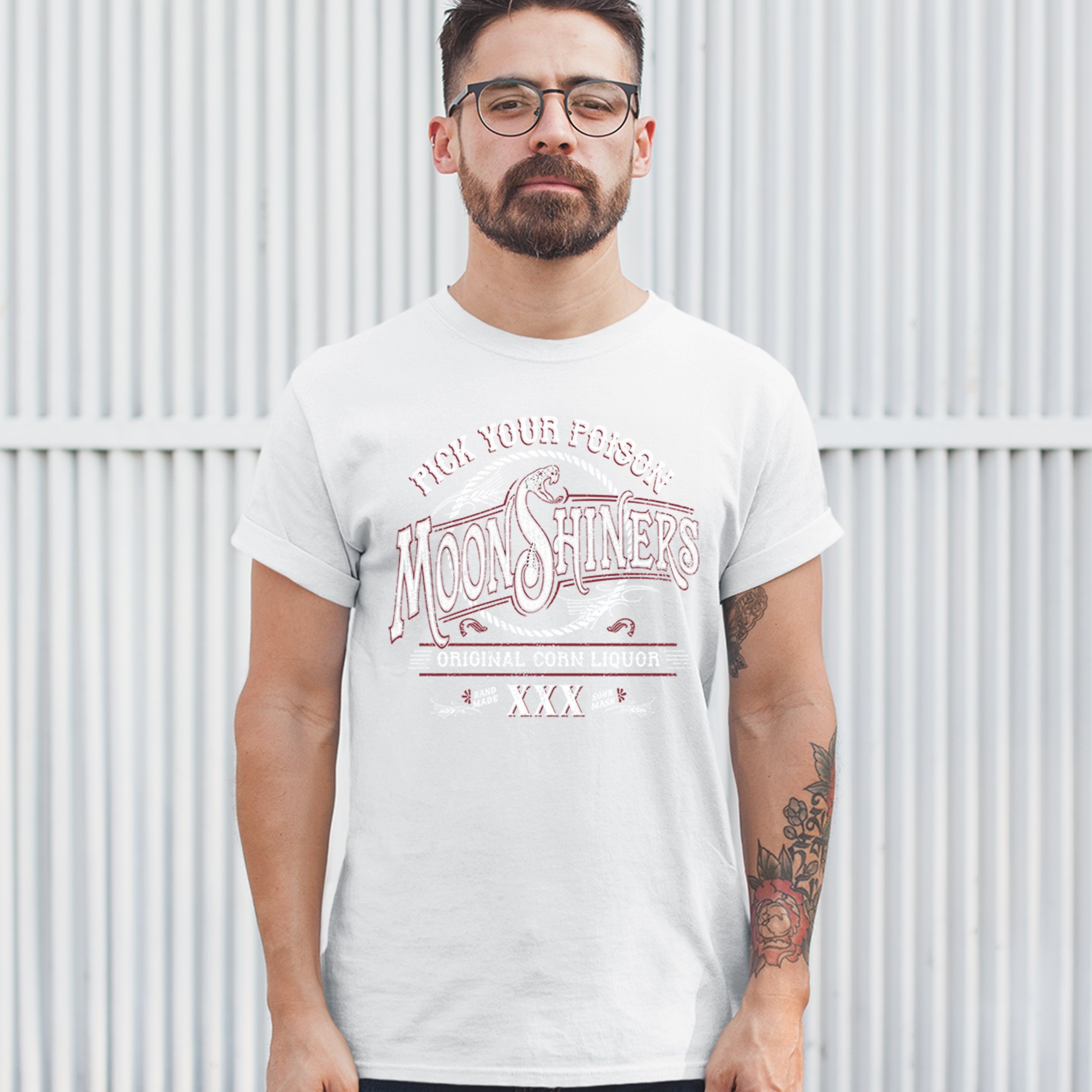 Pick Your Poison Moonshiners T-shirt Original Corn Liquor XXX Men's Tee - Picture 29 of 65