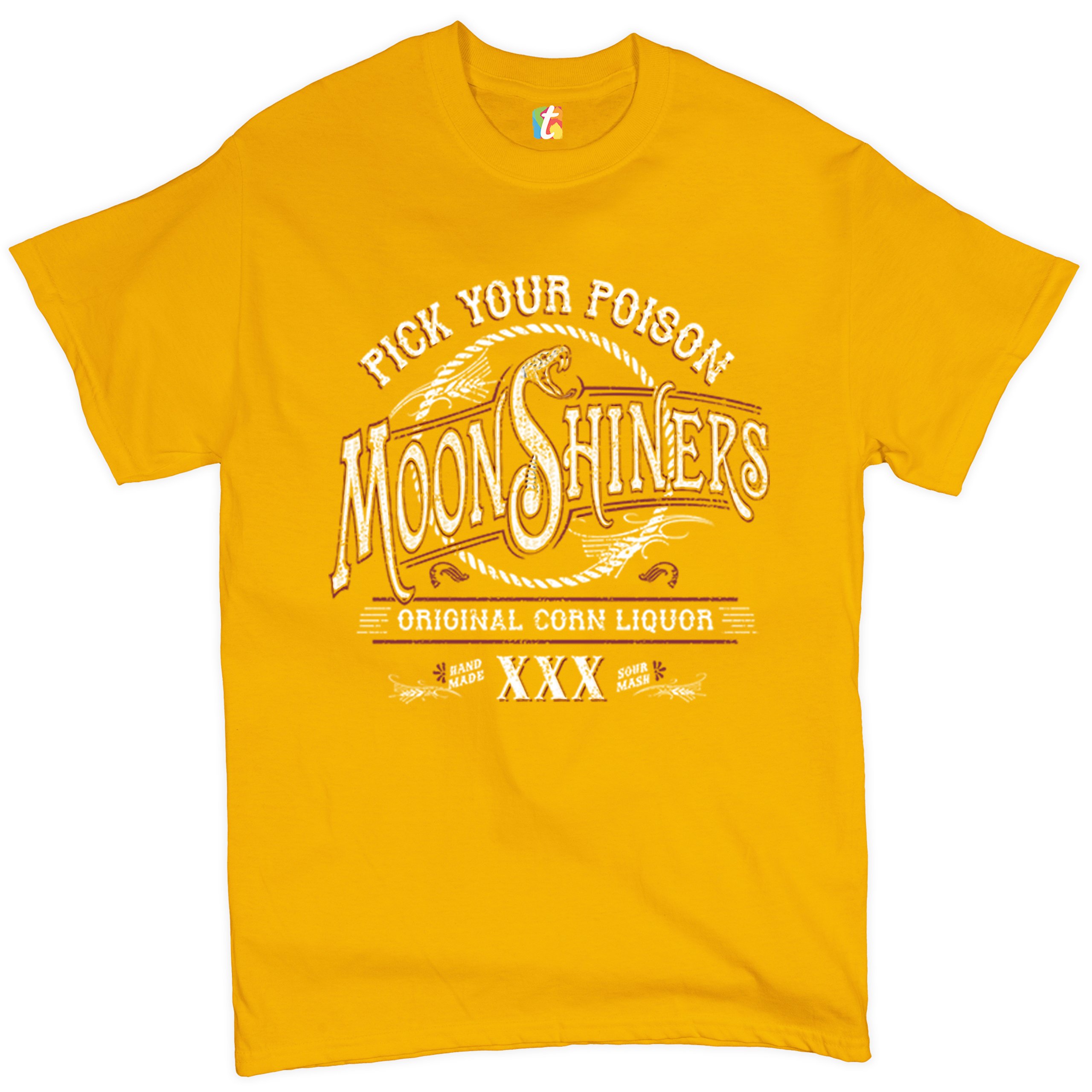 Pick Your Poison Moonshiners T-shirt Original Corn Liquor XXX Men's Tee - Picture 62 of 65