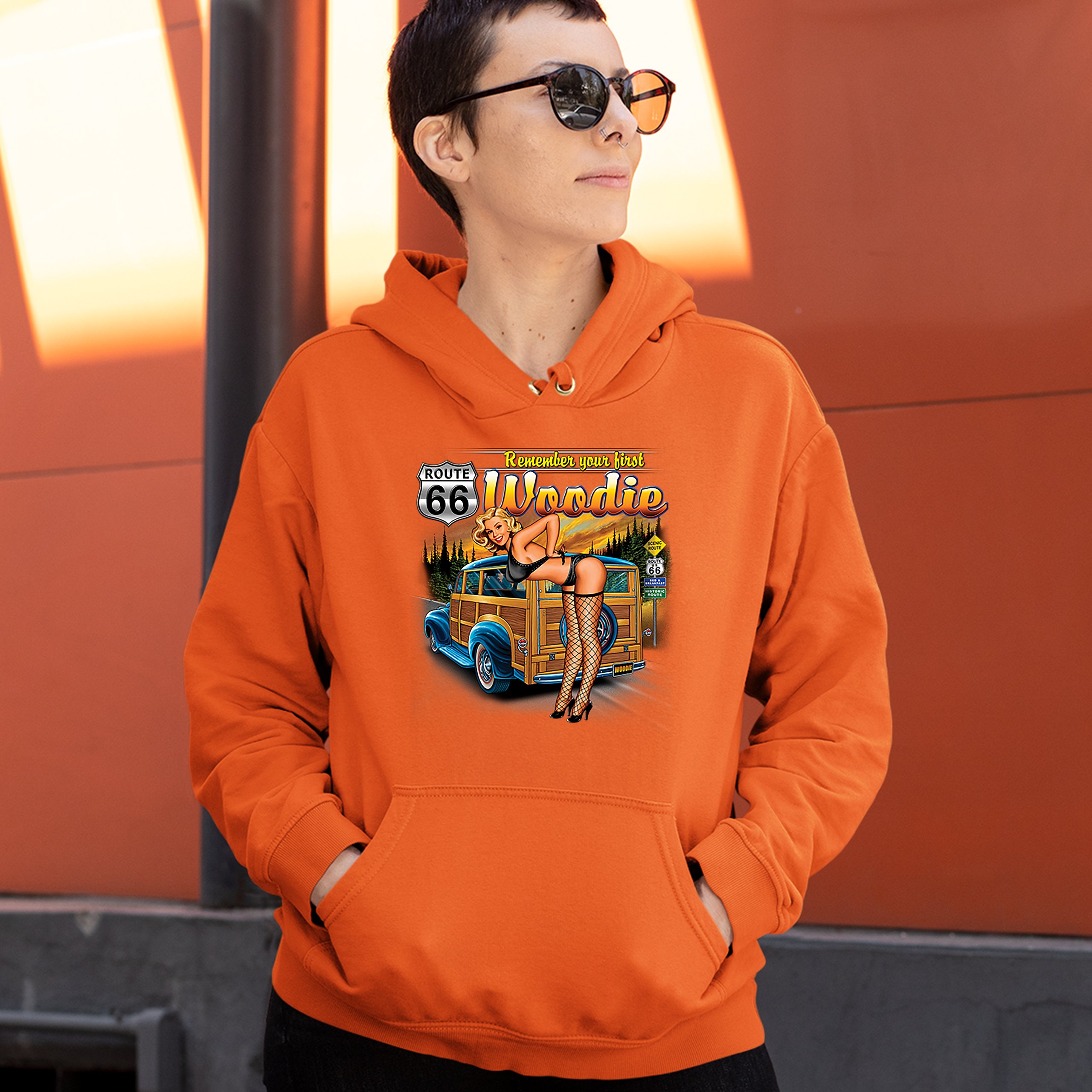 Remember Your First Woodie Sweatshirt Route 66 Sexy Pin-up Girl Hoodie ...