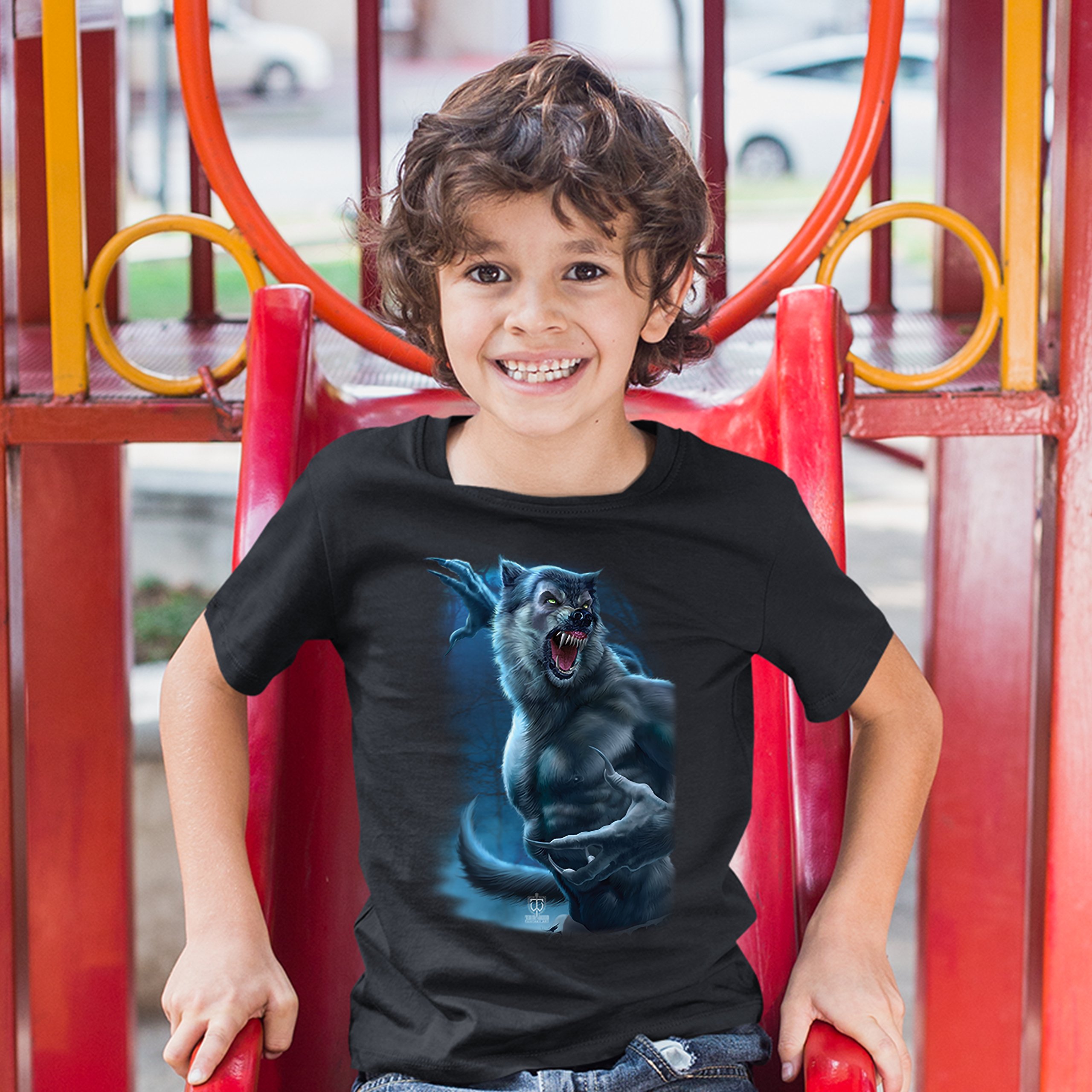 Roaring Werewolf Youth T-shirt Halloween Horror Scary Gothic Monster Kids - Picture 5 of 29