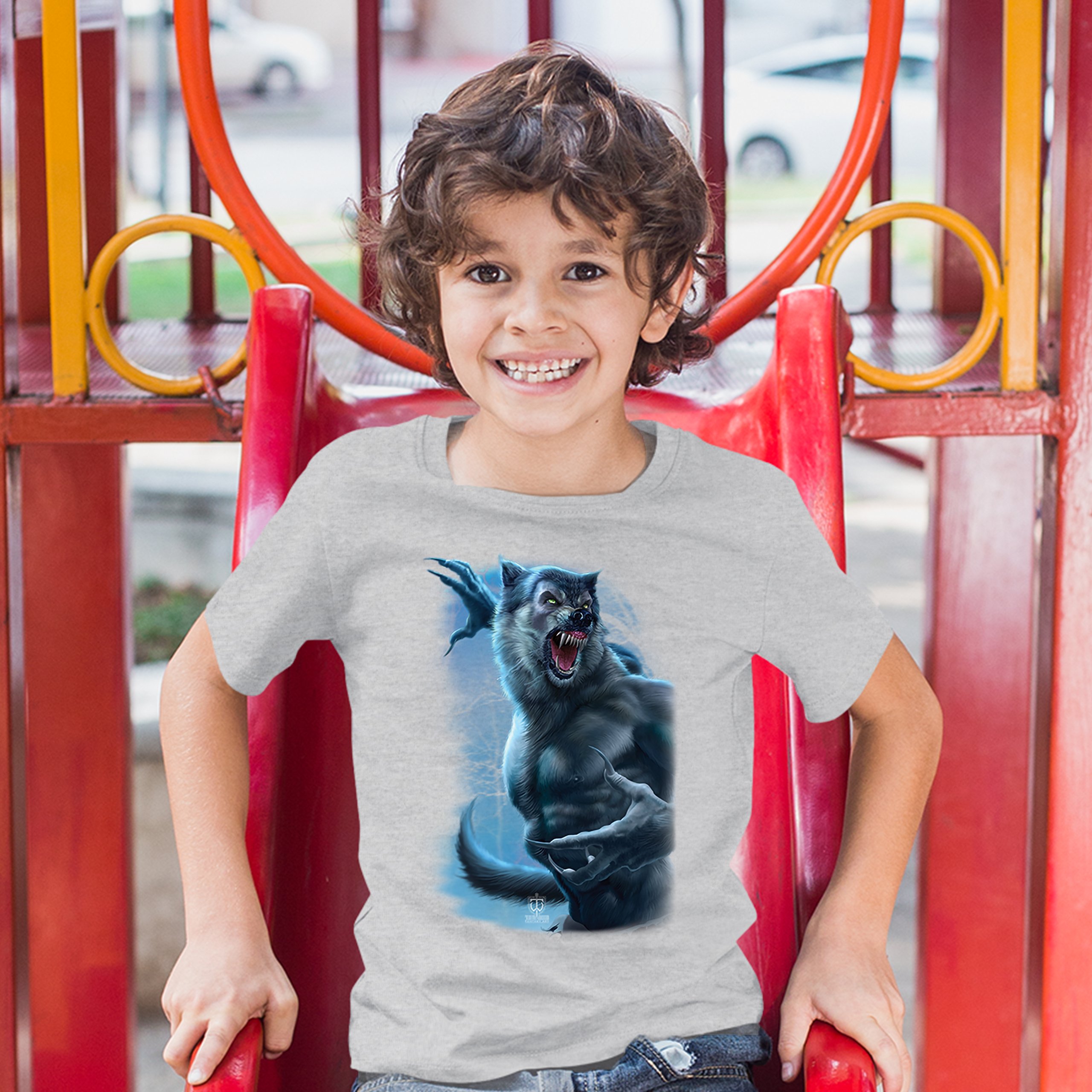 Roaring Werewolf Youth T-shirt Halloween Horror Scary Gothic Monster Kids - Picture 9 of 29