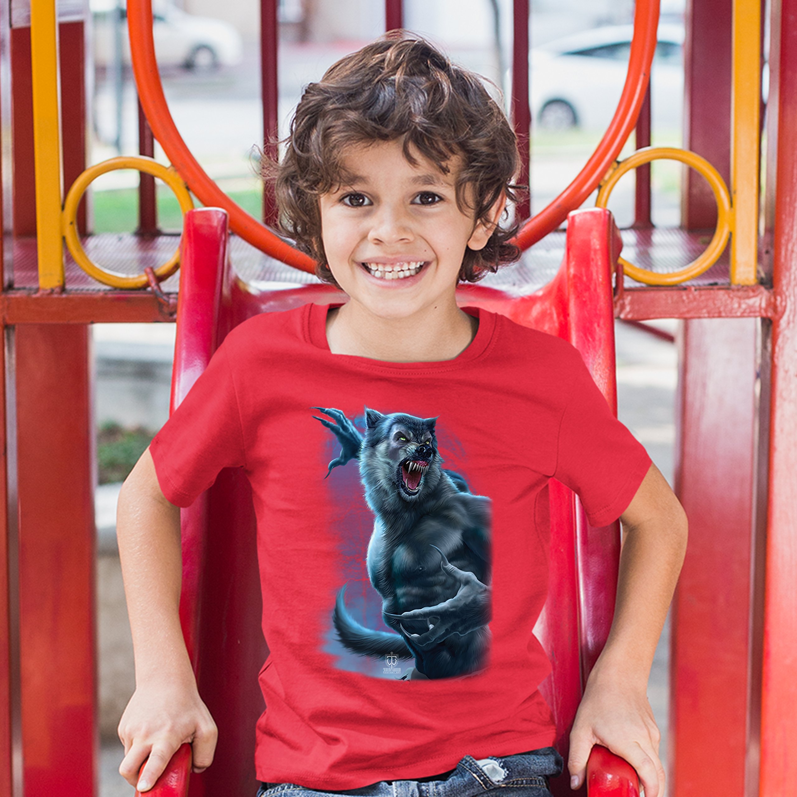 Roaring Werewolf Youth T-shirt Halloween Horror Scary Gothic Monster Kids - Picture 13 of 29