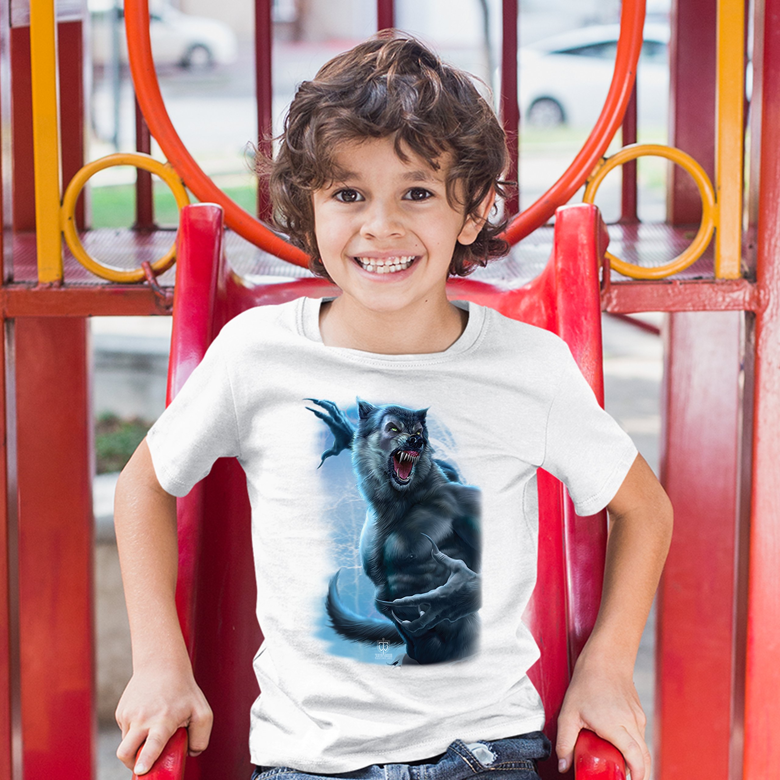 Roaring Werewolf Youth T-shirt Halloween Horror Scary Gothic Monster Kids - Picture 17 of 29