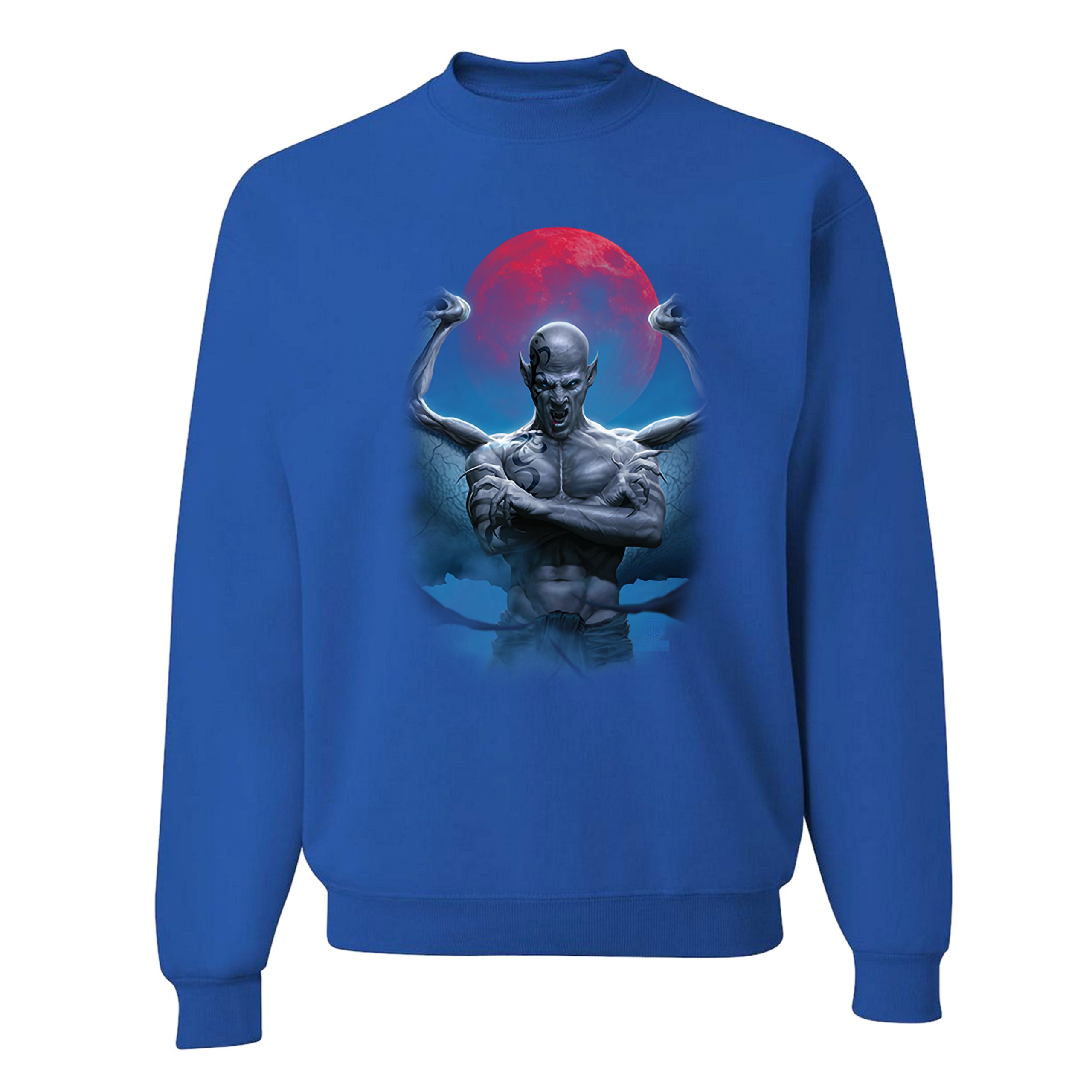 Demon Gargoyle Sweatshirt Blood Moon Scary Halloween Monster Crewneck - Picture 33 of 36