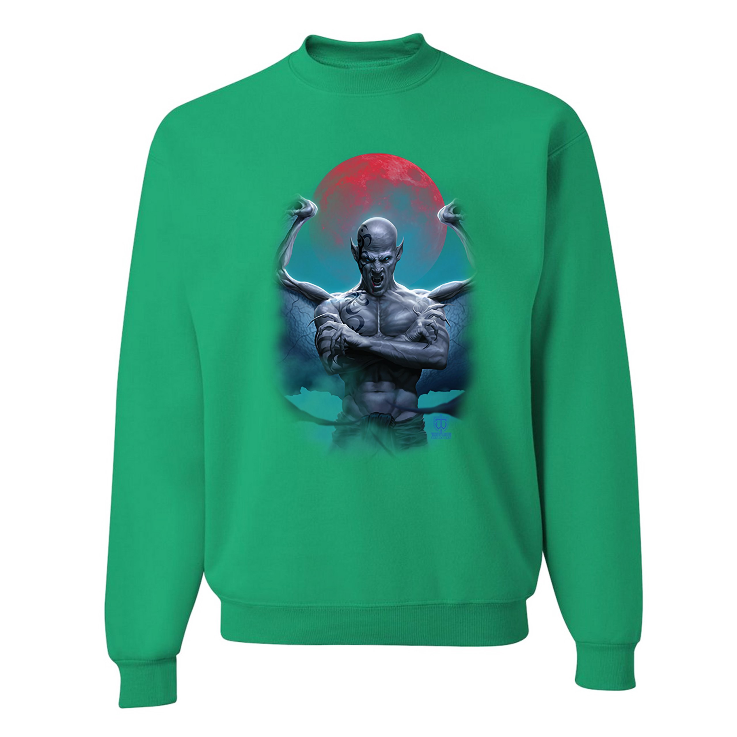 Demon Gargoyle Sweatshirt Blood Moon Scary Halloween Monster Crewneck - Picture 28 of 36