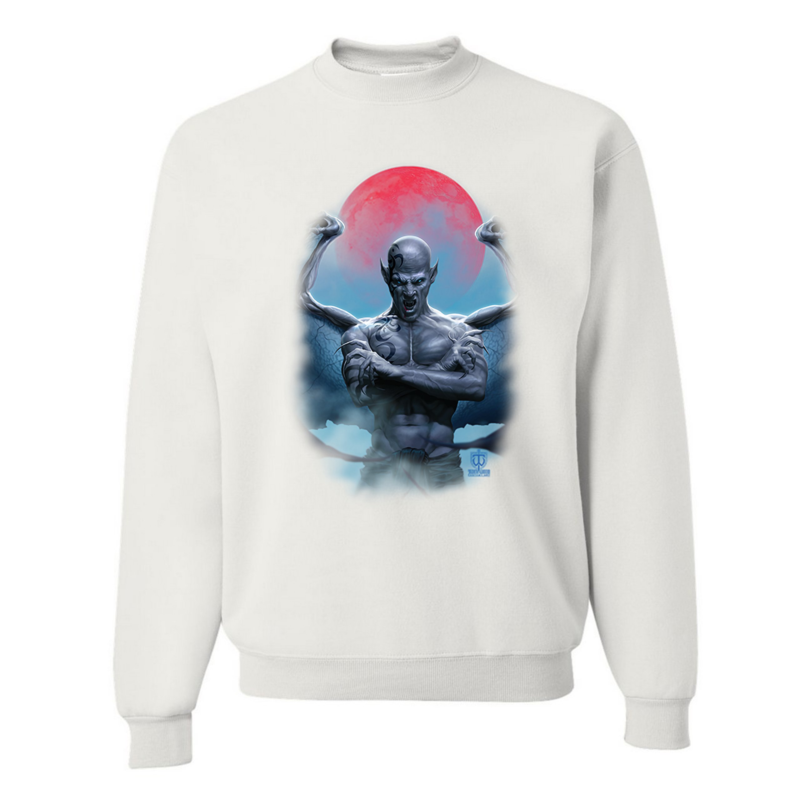 Demon Gargoyle Sweatshirt Blood Moon Scary Halloween Monster Crewneck - Picture 18 of 36