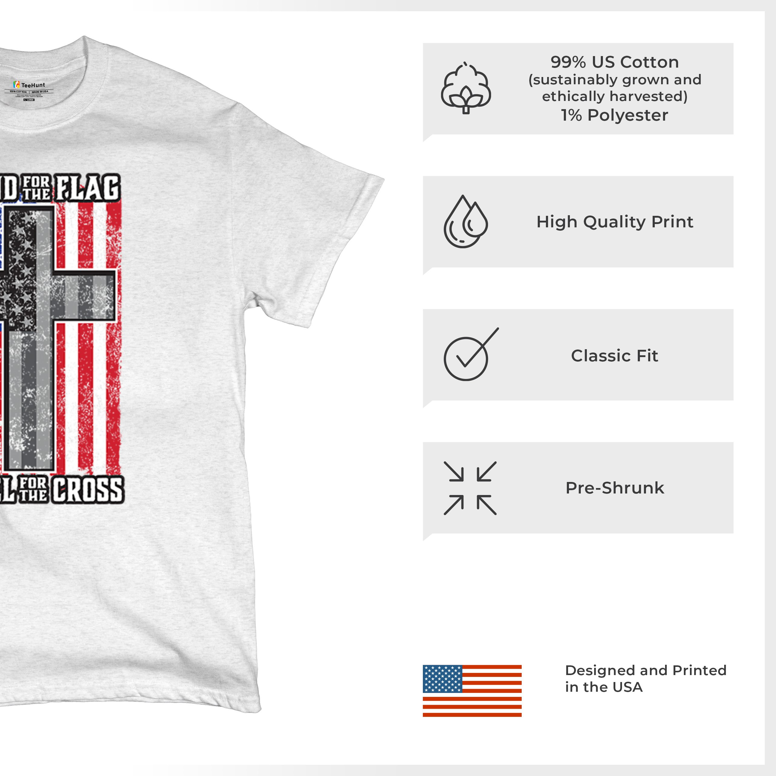 Stand for the Flag Kneel for the Cross T-shirt American Patriotic Men's Tee - Picture 70 of 113