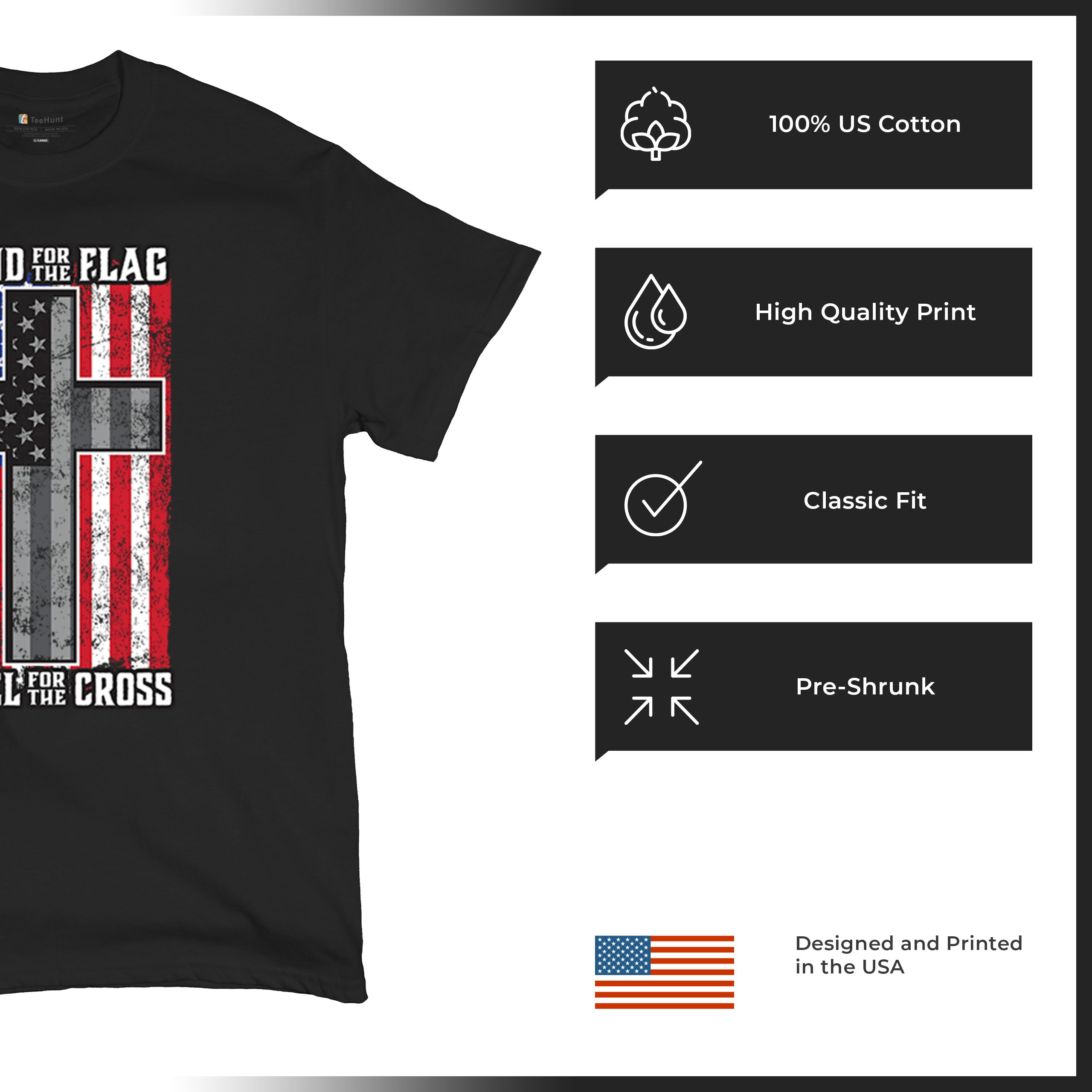 Stand for the Flag Kneel for the Cross T-shirt American Patriotic Men's Tee - Picture 7 of 113