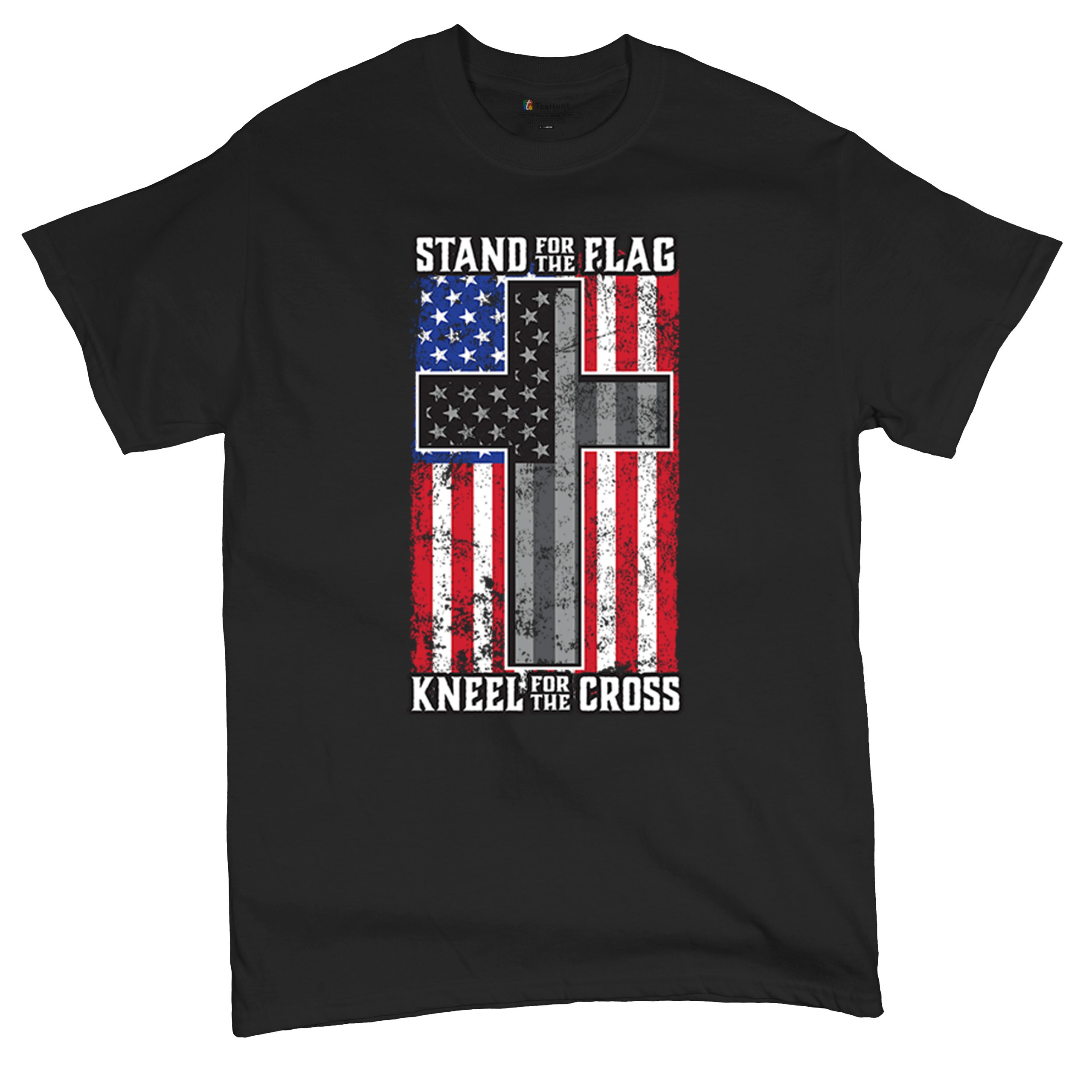 Stand for the Flag Kneel for the Cross T-shirt American Patriotic Men's Tee - Picture 6 of 113