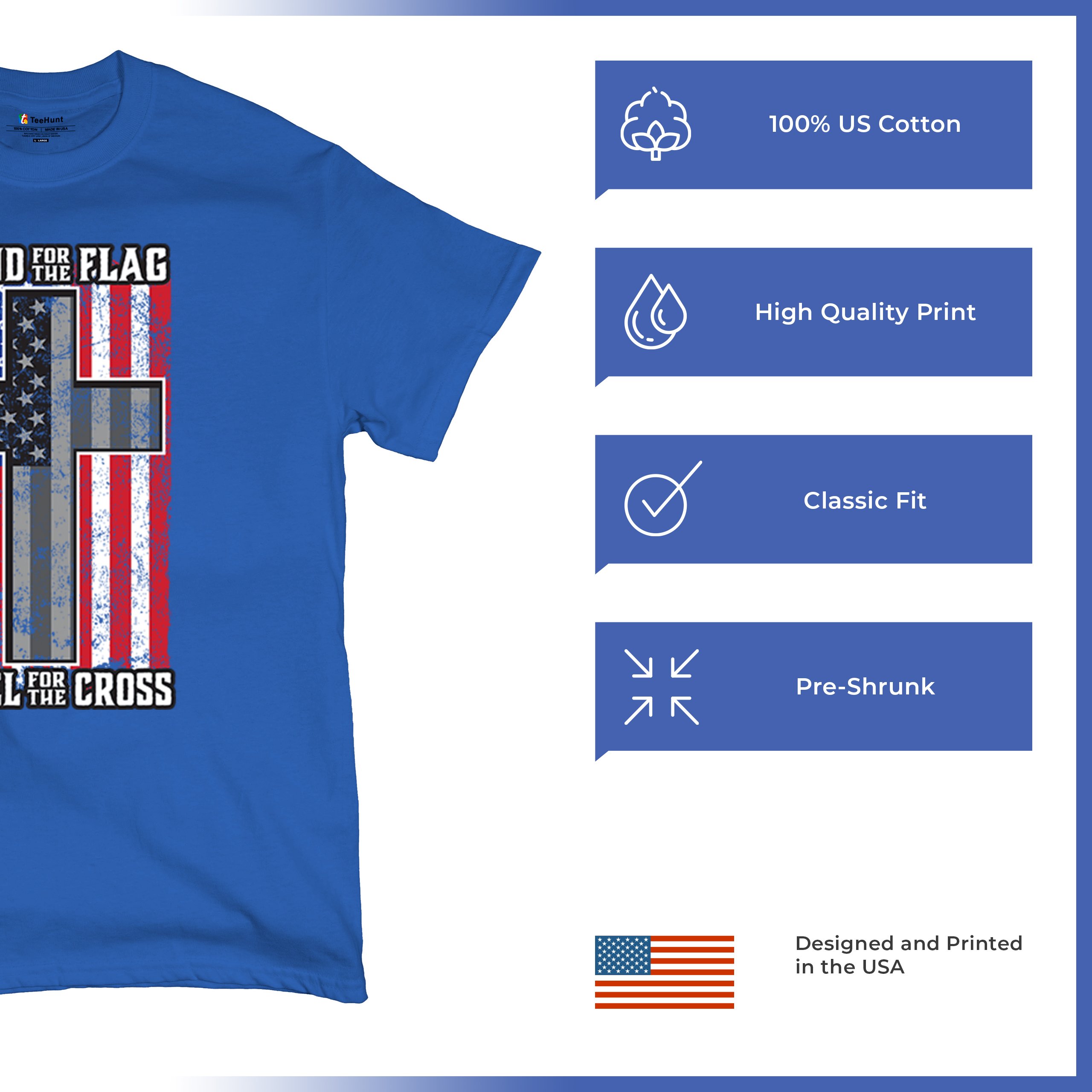 Stand for the Flag Kneel for the Cross T-shirt American Patriotic Men's Tee - Picture 105 of 113