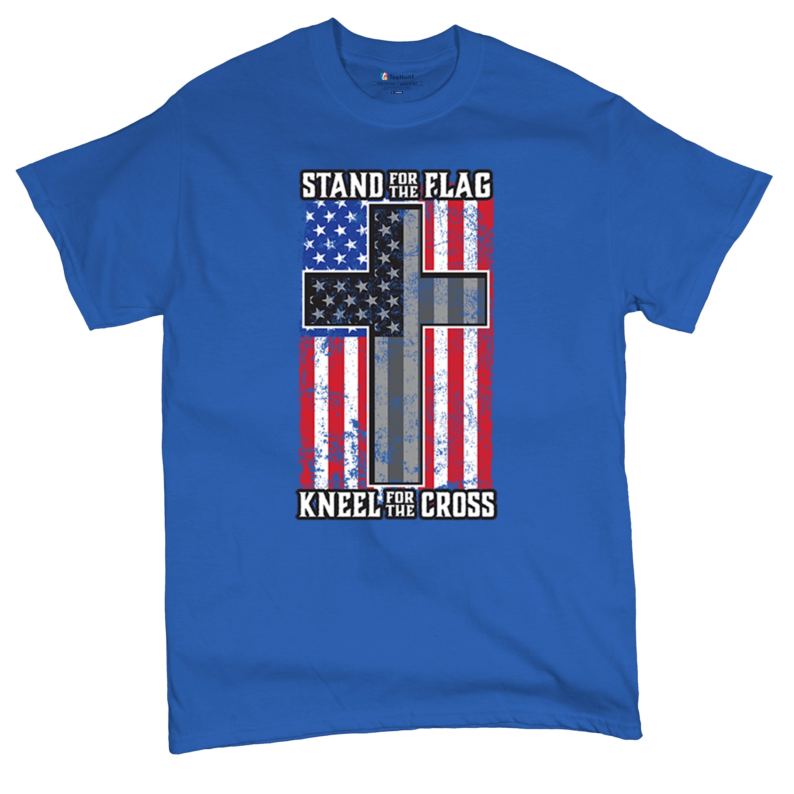 Stand for the Flag Kneel for the Cross T-shirt American Patriotic Men's Tee - Picture 104 of 113