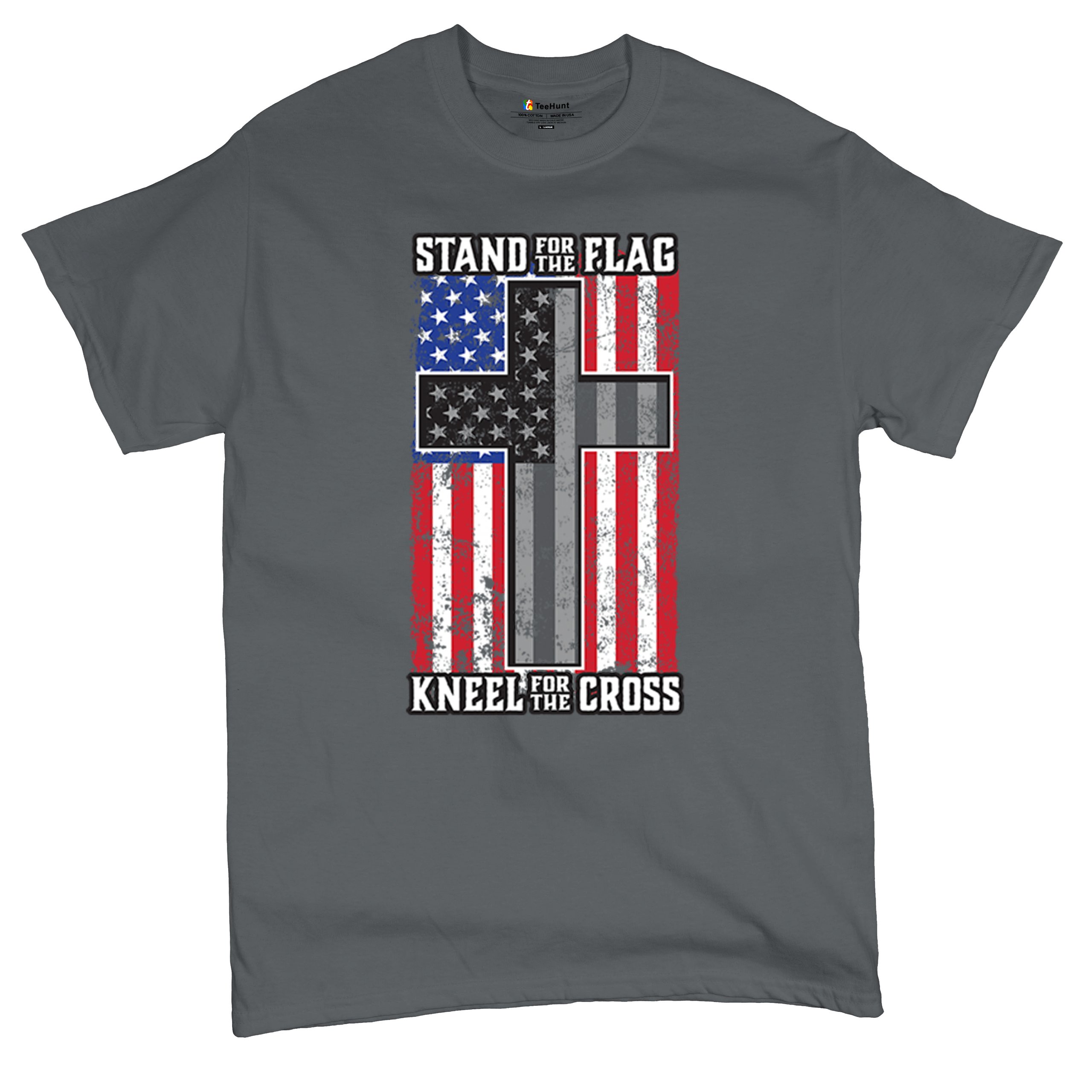 Stand for the Flag Kneel for the Cross T-shirt American Patriotic Men's Tee - Picture 83 of 113