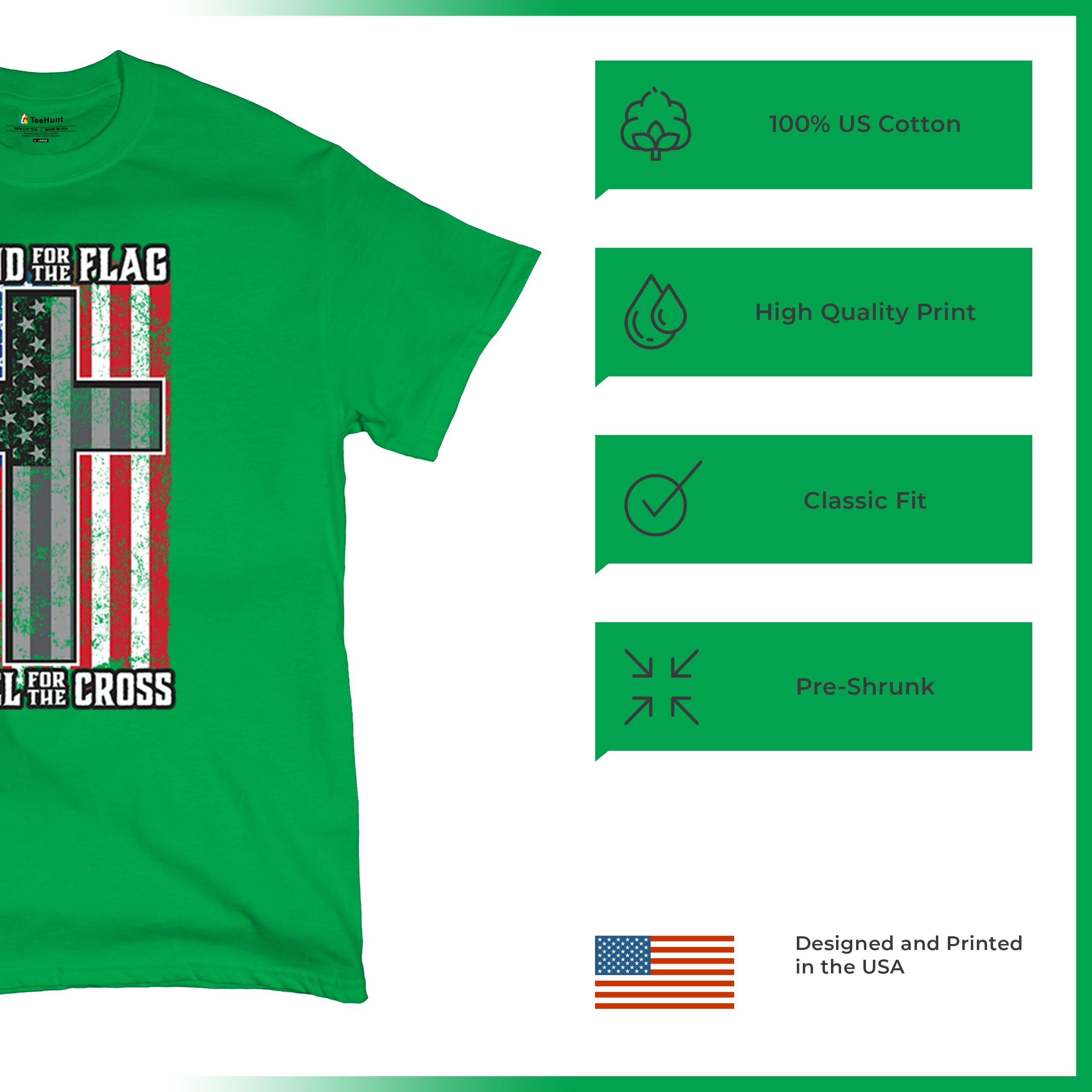Stand for the Flag Kneel for the Cross T-shirt American Patriotic Men's Tee - Picture 63 of 113