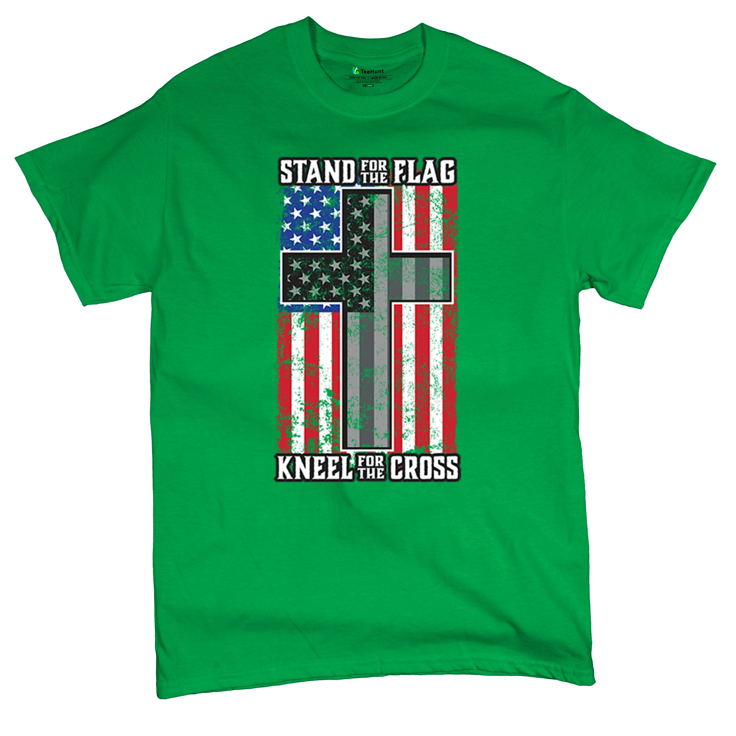 Stand for the Flag Kneel for the Cross T-shirt American Patriotic Men's Tee - Picture 62 of 113