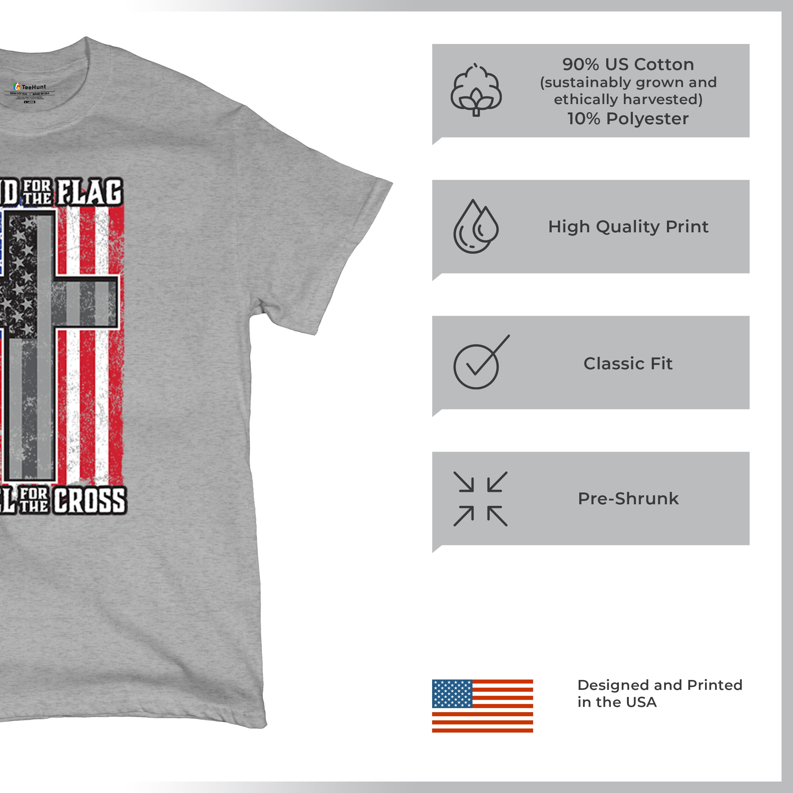 Stand for the Flag Kneel for the Cross T-shirt American Patriotic Men's Tee - Picture 14 of 113