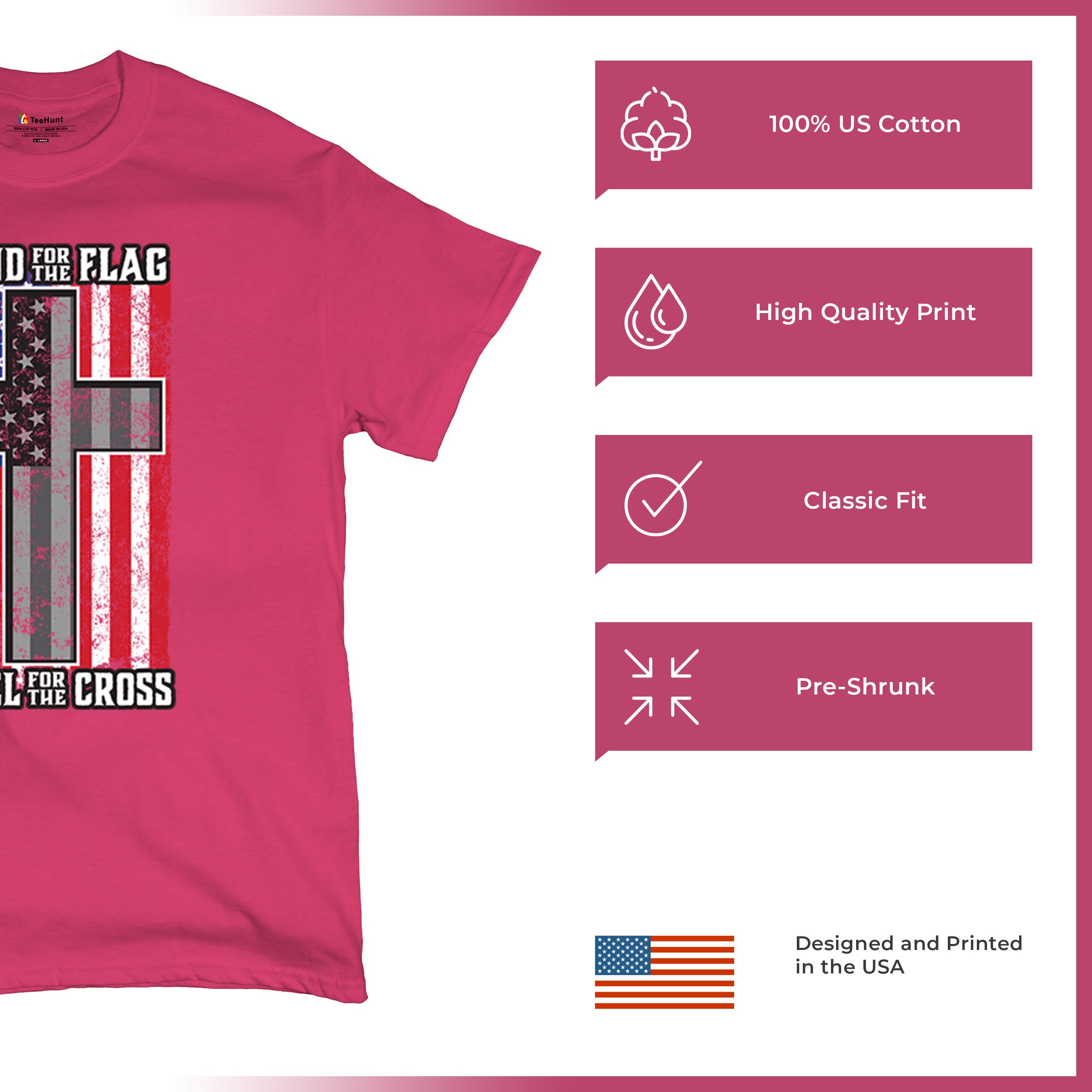 Stand for the Flag Kneel for the Cross T-shirt American Patriotic Men's Tee - Picture 28 of 113
