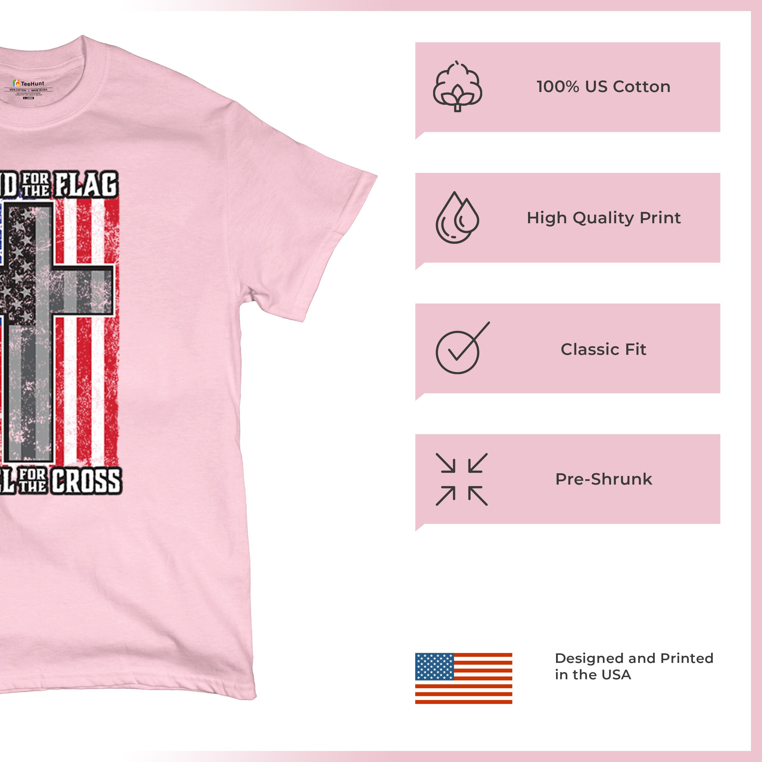 Stand for the Flag Kneel for the Cross T-shirt American Patriotic Men's Tee - Picture 91 of 113