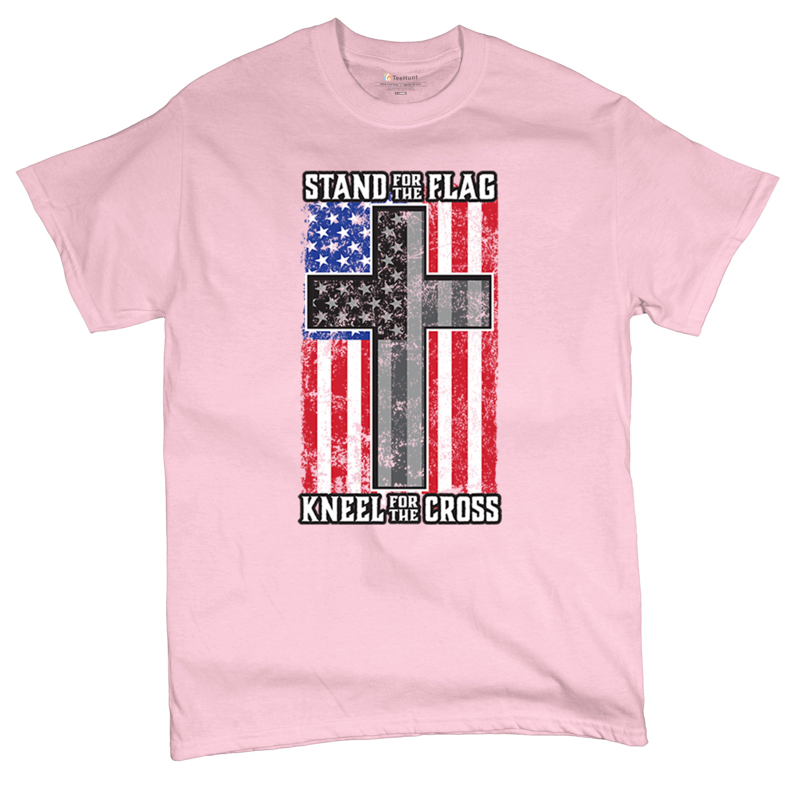 Stand for the Flag Kneel for the Cross T-shirt American Patriotic Men's Tee - Picture 90 of 113