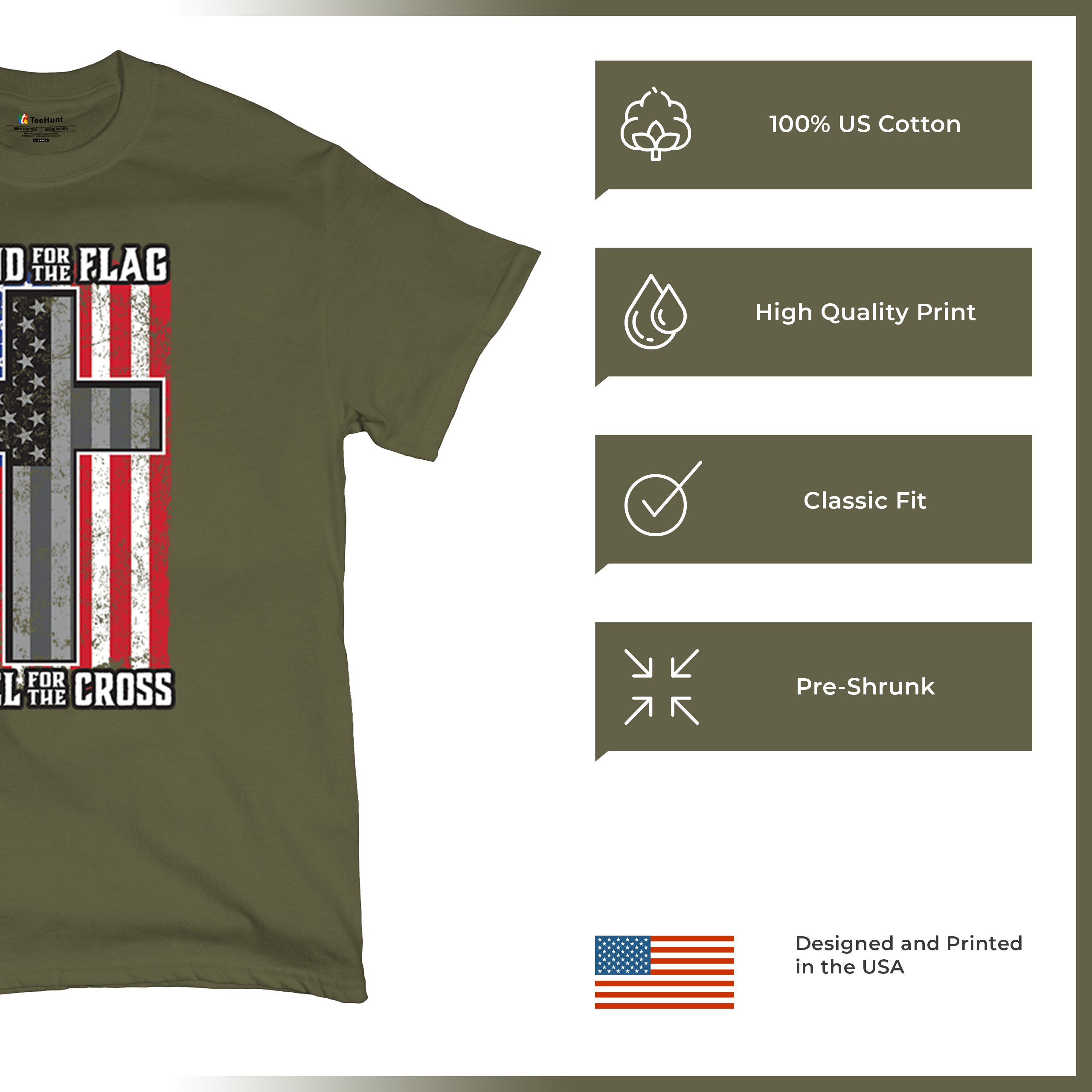 Stand for the Flag Kneel for the Cross T-shirt American Patriotic Men's Tee - Picture 98 of 113