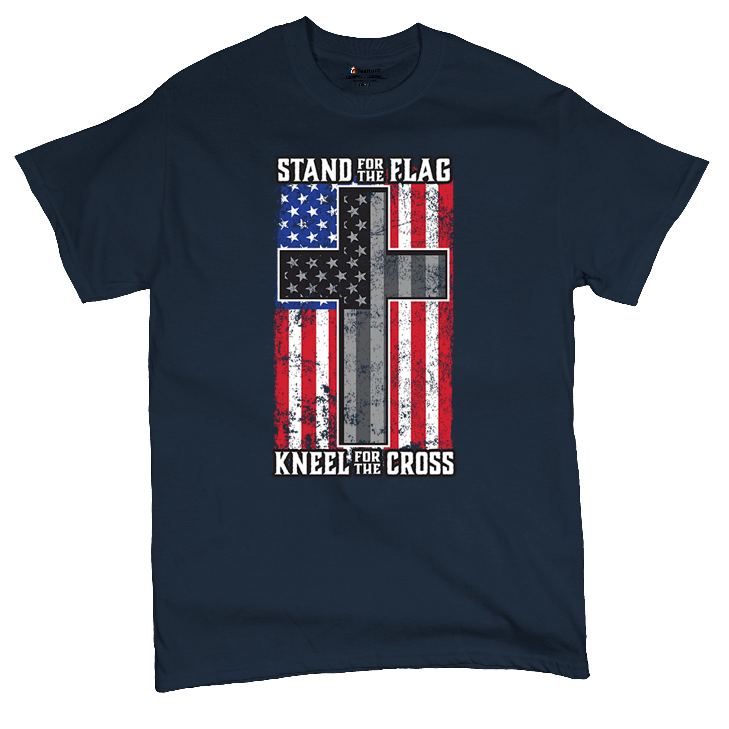Stand for the Flag Kneel for the Cross T-shirt American Patriotic Men's Tee - Picture 55 of 113