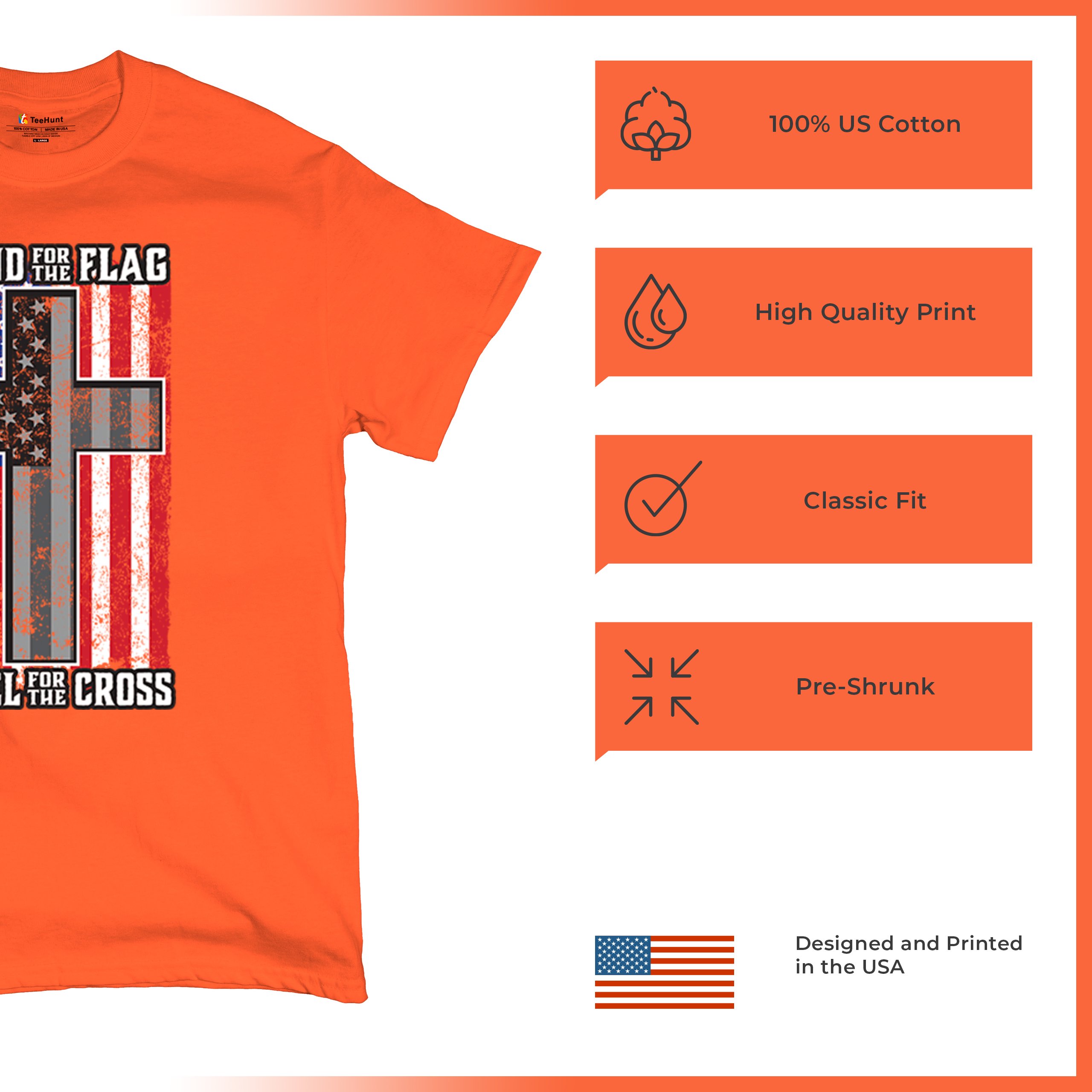 Stand for the Flag Kneel for the Cross T-shirt American Patriotic Men's Tee - Picture 21 of 113