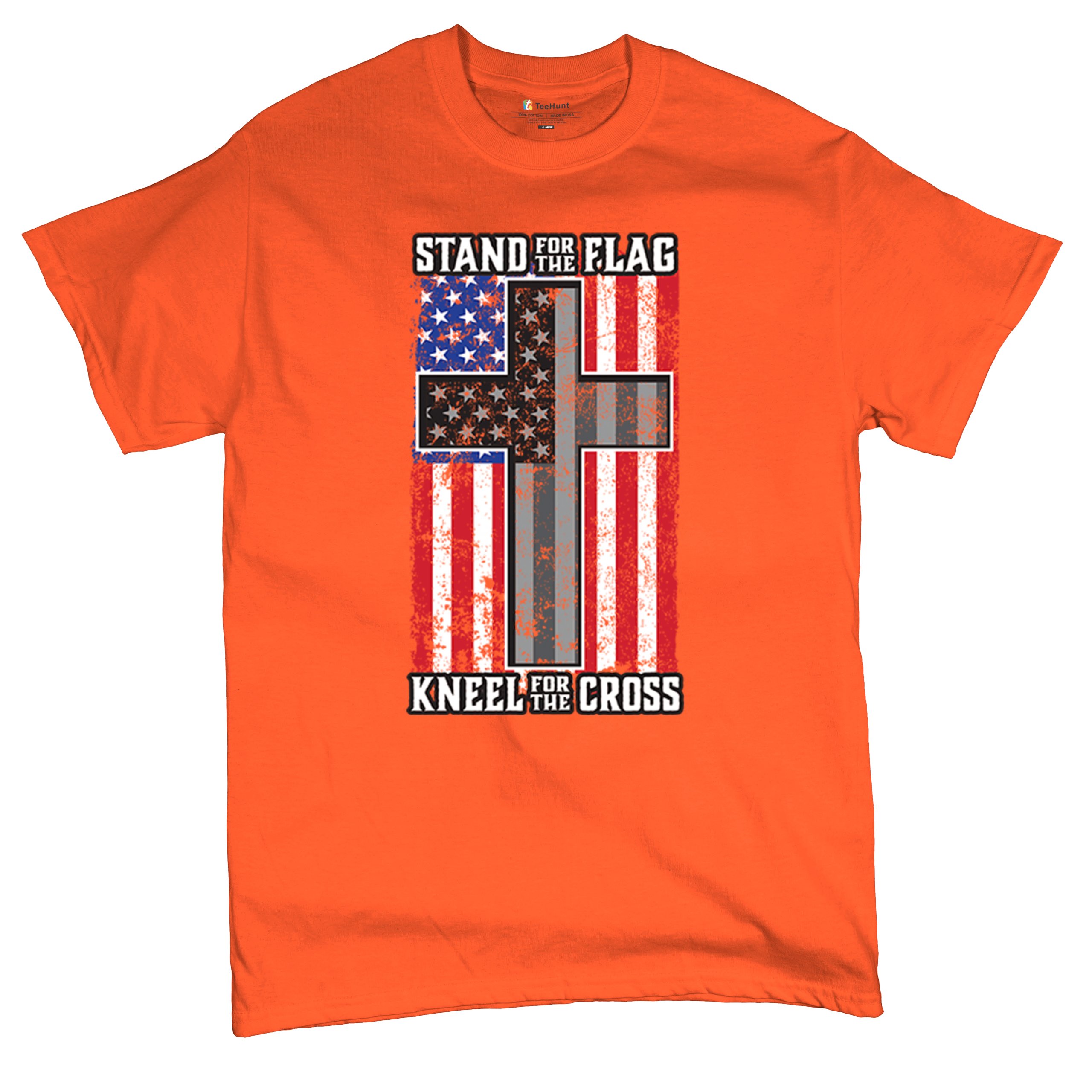 Stand for the Flag Kneel for the Cross T-shirt American Patriotic Men's Tee - Picture 20 of 113