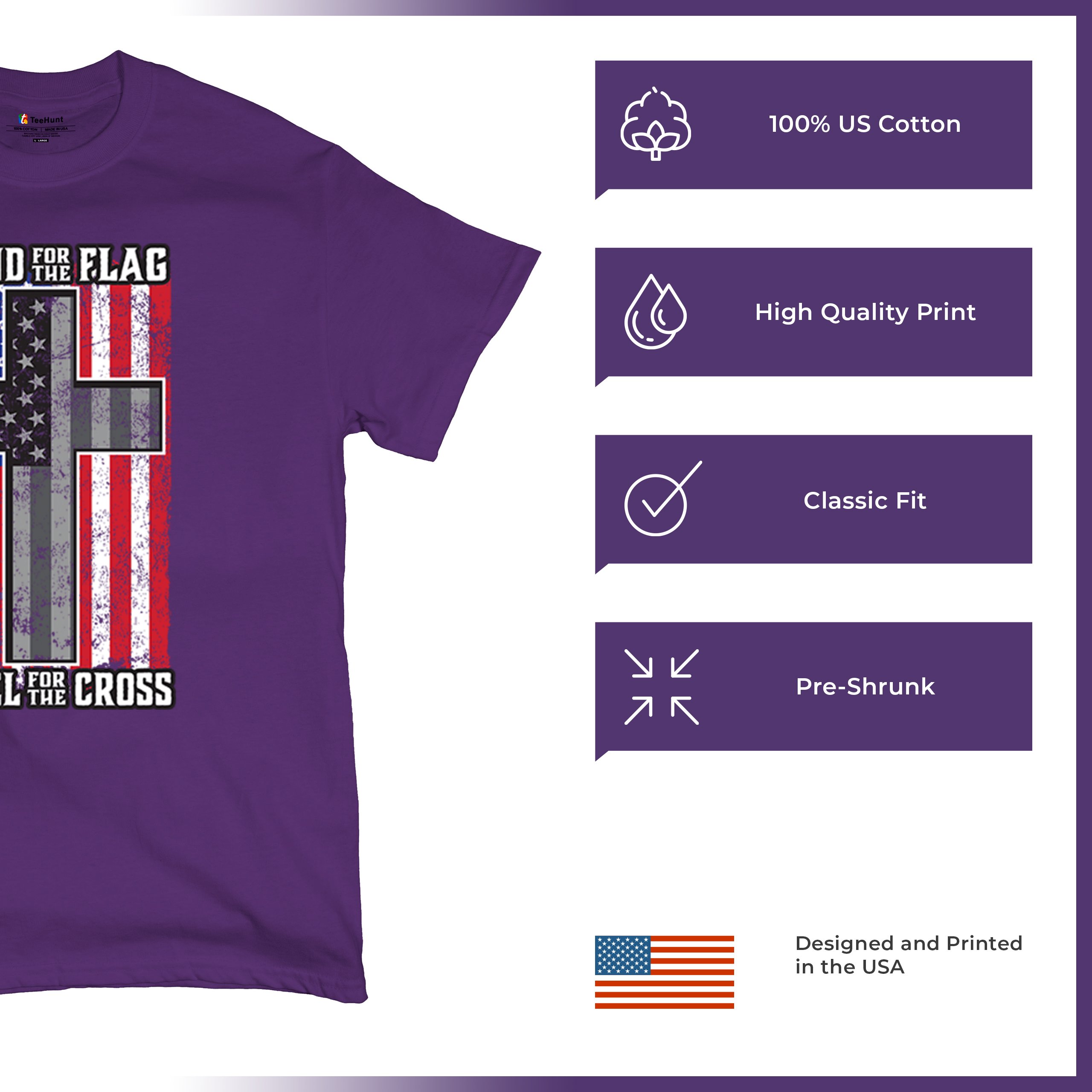 Stand for the Flag Kneel for the Cross T-shirt American Patriotic Men's Tee - Picture 35 of 113