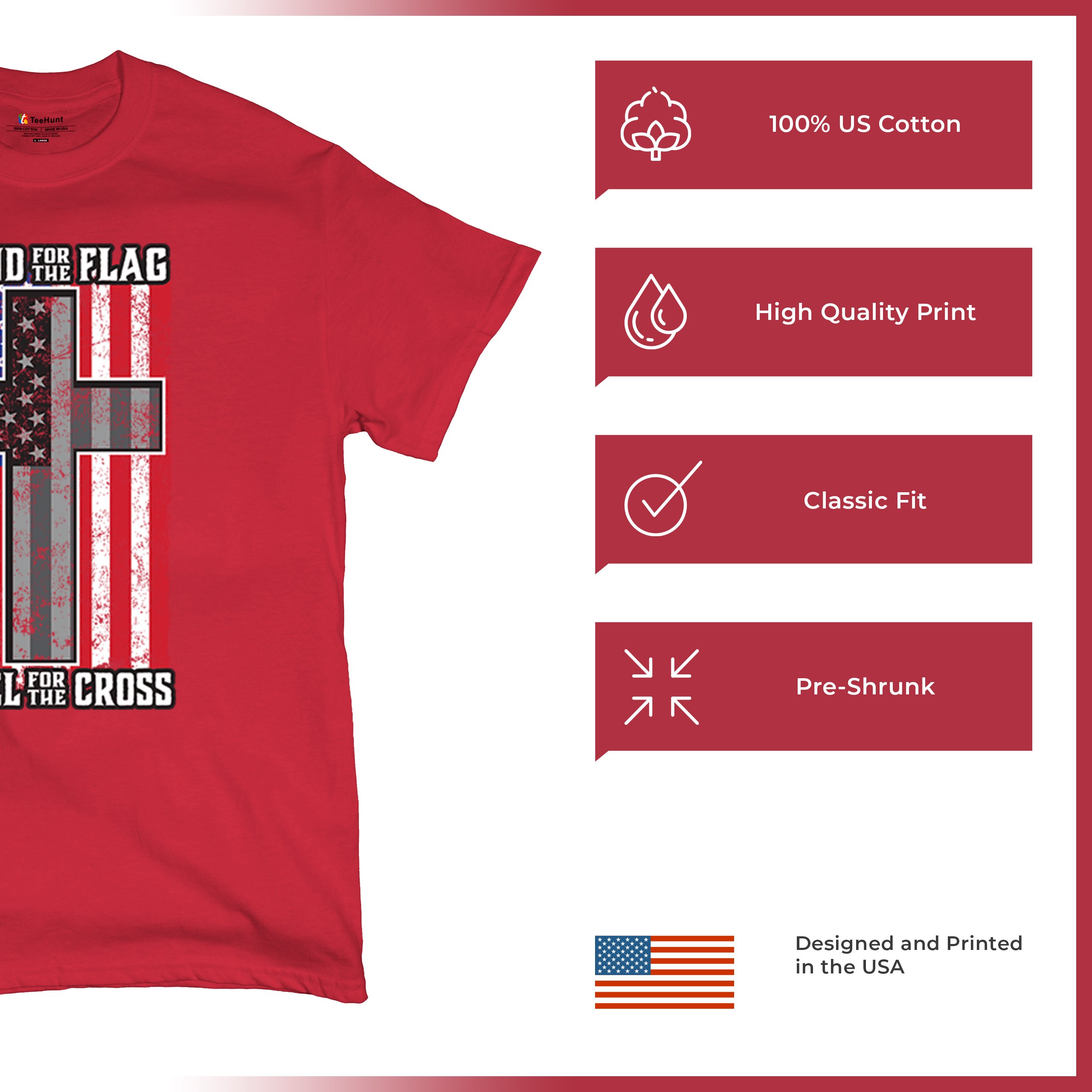 Stand for the Flag Kneel for the Cross T-shirt American Patriotic Men's Tee - Picture 42 of 113
