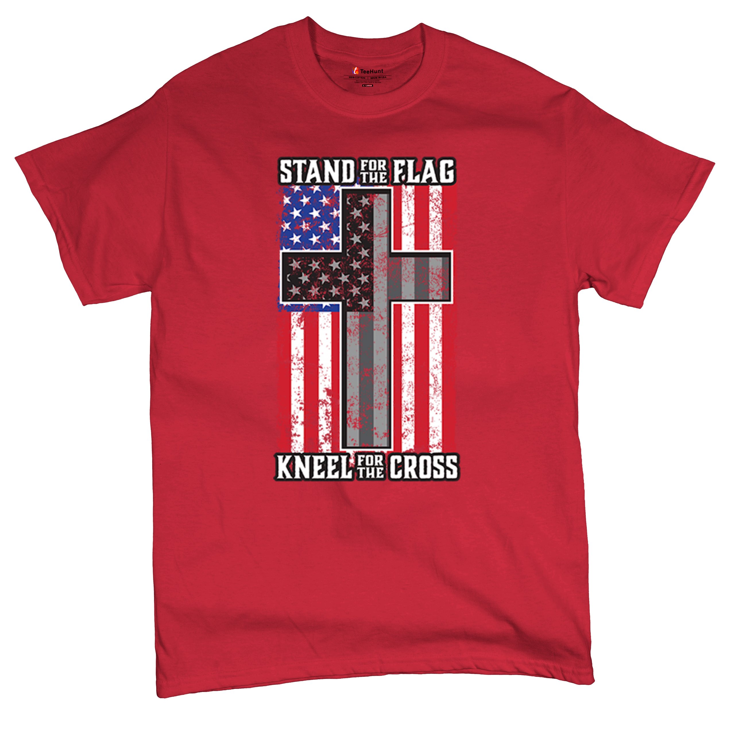 Stand for the Flag Kneel for the Cross T-shirt American Patriotic Men's Tee - Picture 41 of 113
