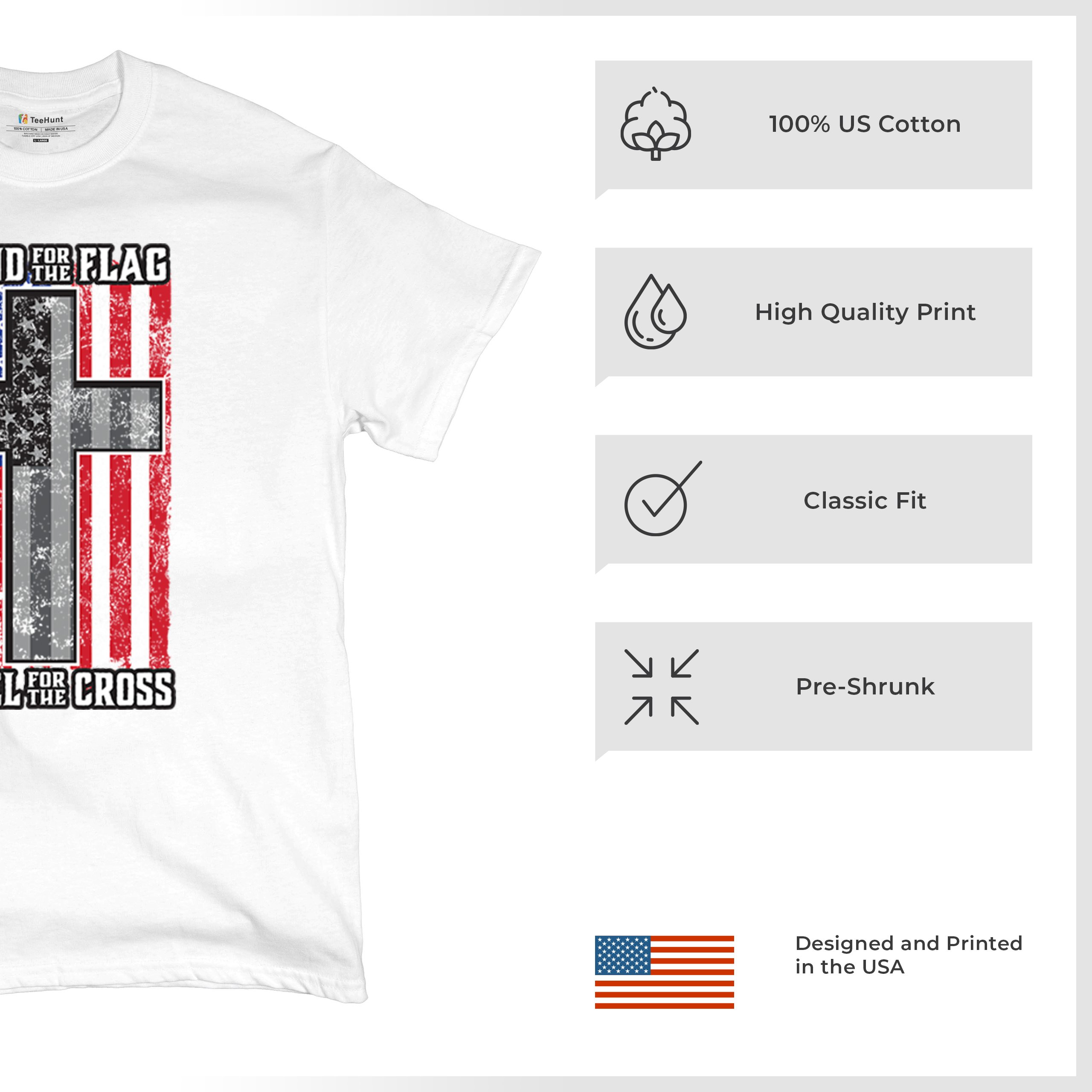 Stand for the Flag Kneel for the Cross T-shirt American Patriotic Men's Tee - Picture 49 of 113