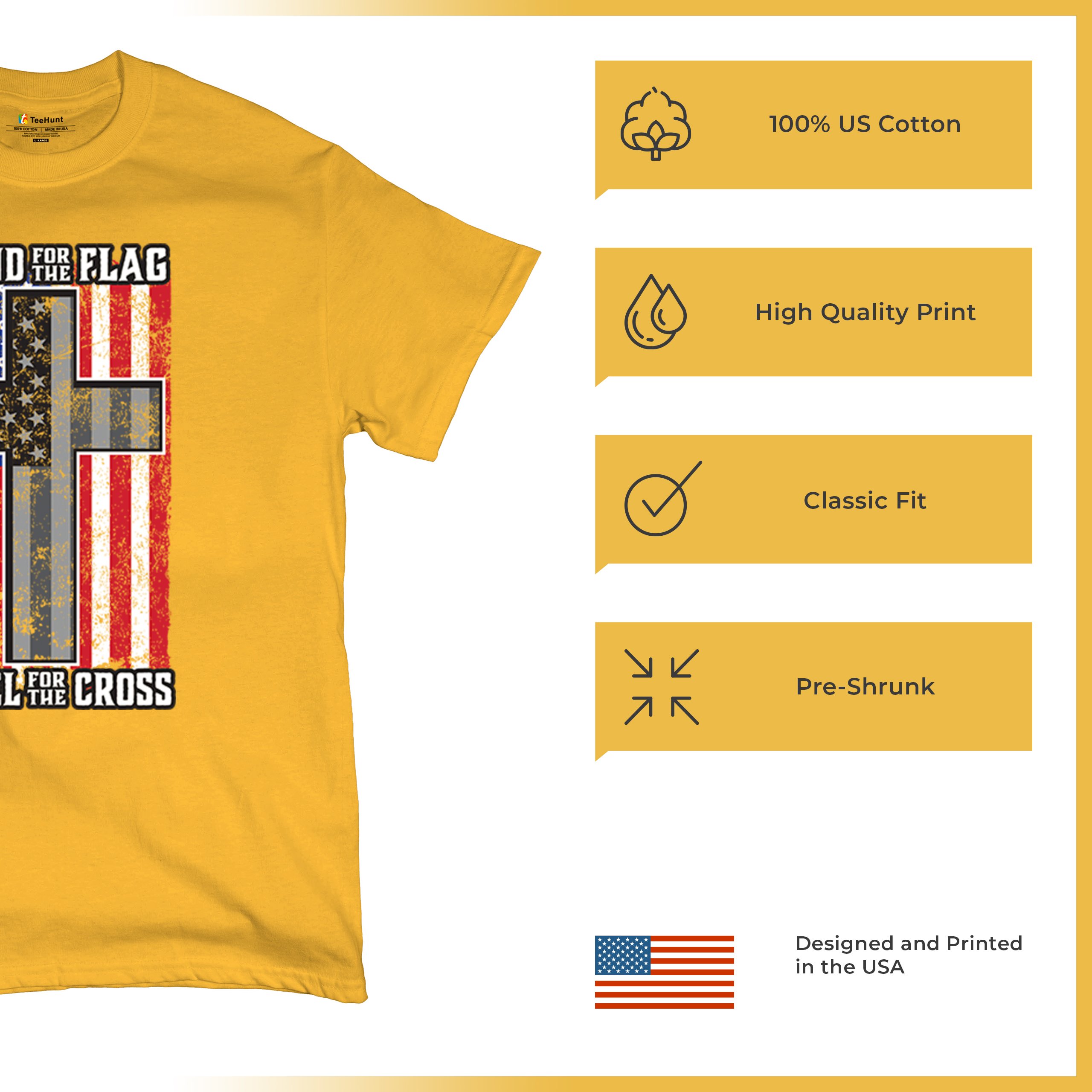 Stand for the Flag Kneel for the Cross T-shirt American Patriotic Men's Tee - Picture 112 of 113